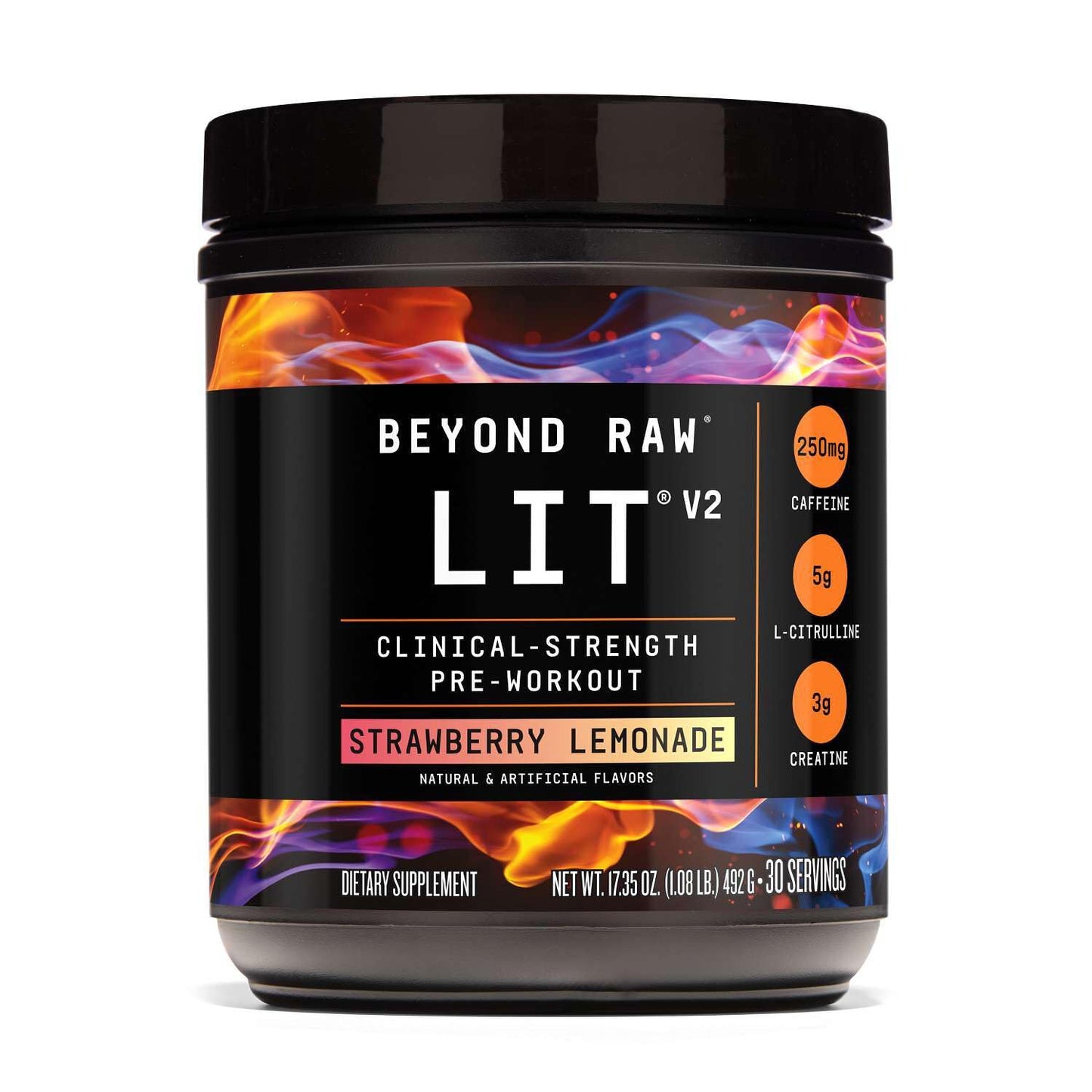 BEYOND RAW GNC LIT V2 Pre Workout Powder Strawberry Lemonade 17.35 oz