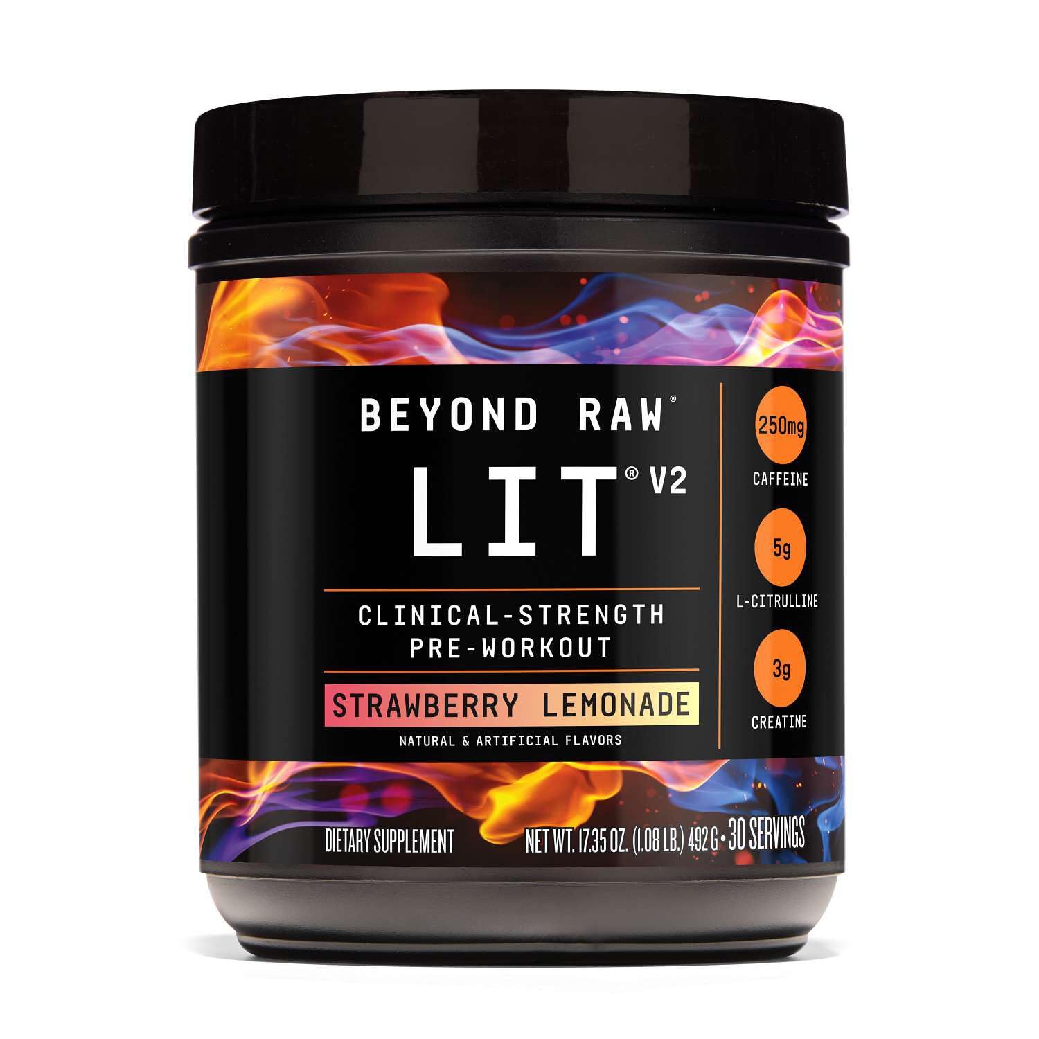 BEYOND RAW GNC LIT V2 Pre Workout Powder Strawberry Lemonade 17.35 oz