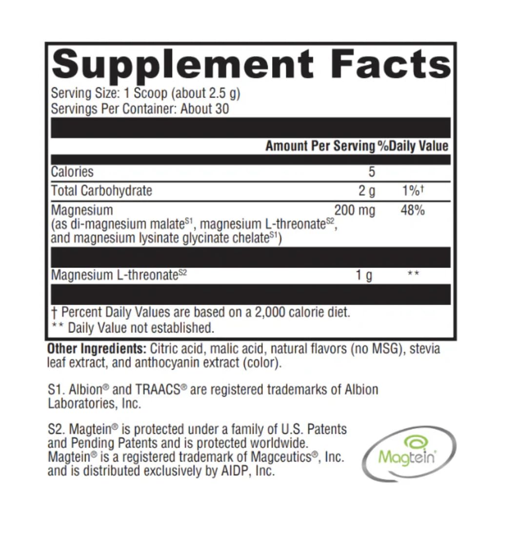 Rooted Intuition BrainMag - Mixed Berry Magnesium L-Threonate Powder 2.64 Ounces