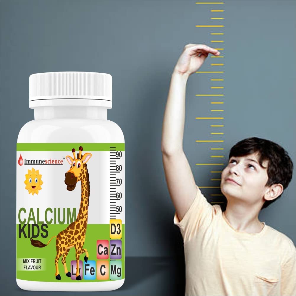 Verem Calcium for Kids with Vitamin D3, Magnesium, Zinc, Vitamin C, L-lysine Multivitamin Tablet, 120 Tablets