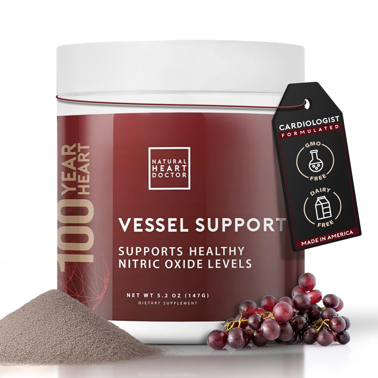 Natural Heart Doctor Vessel Support High Blood Pressure Nitric Oxide Powder 5.2 oz