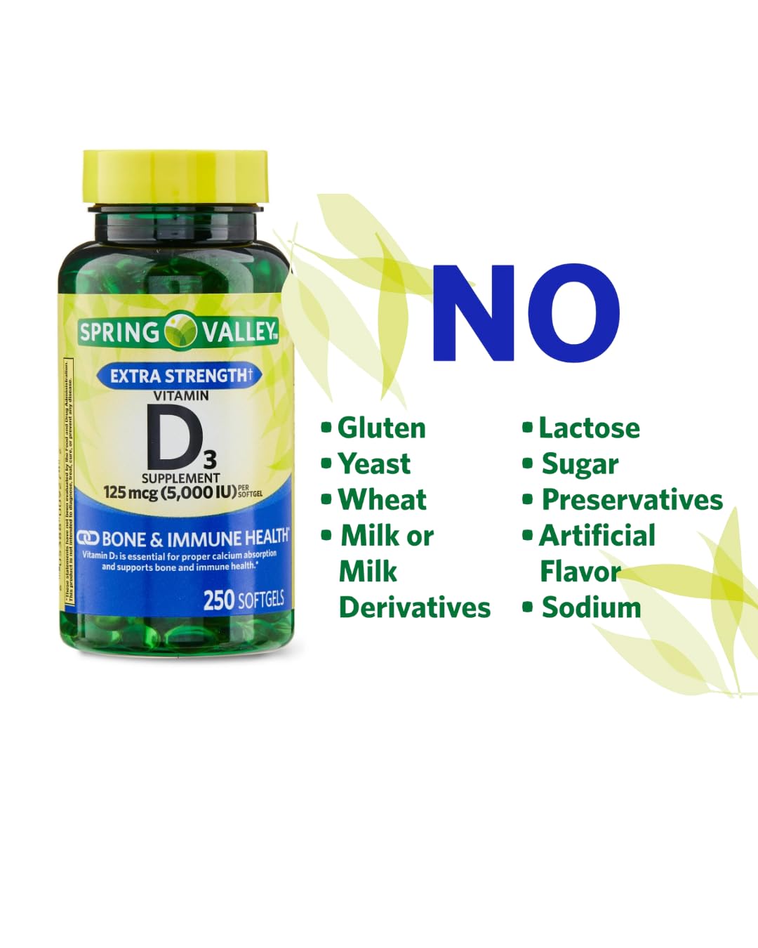 Generic Vitamin D3 Softgels 125mcg (5000 IU), 250 Count