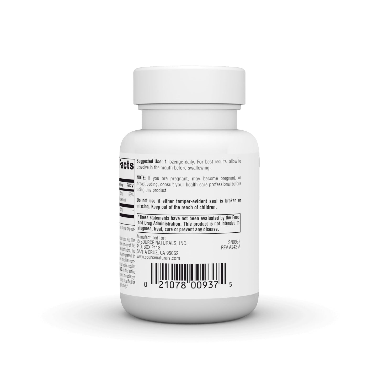 Source Naturals NAD+ Coenzymated B-3 25 mg Lozenges, 60 Count