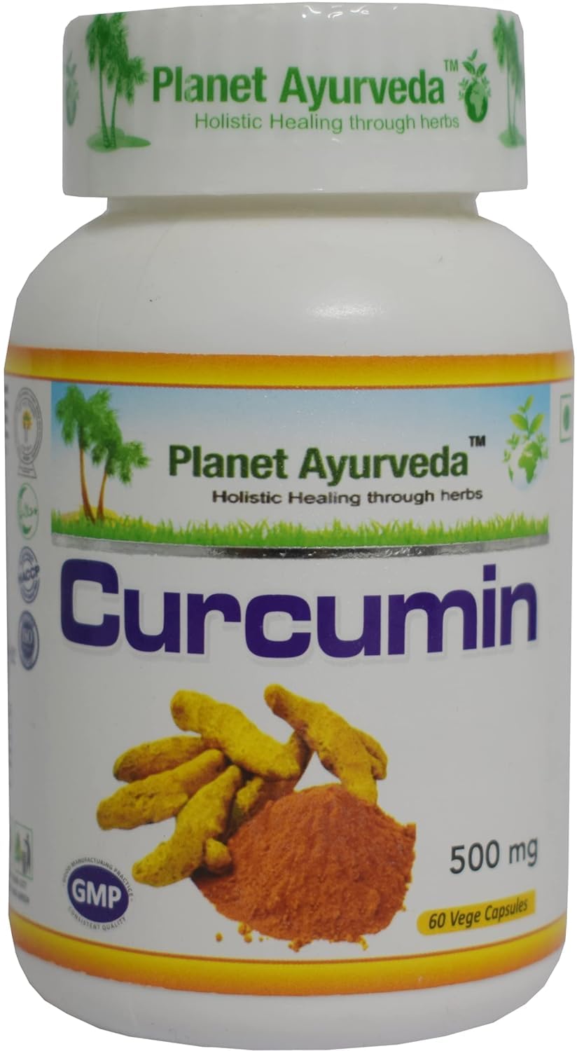 Planet Ayurveda Curcumin Capsules, 2 Bottles (60 Capsules each, 500mg)