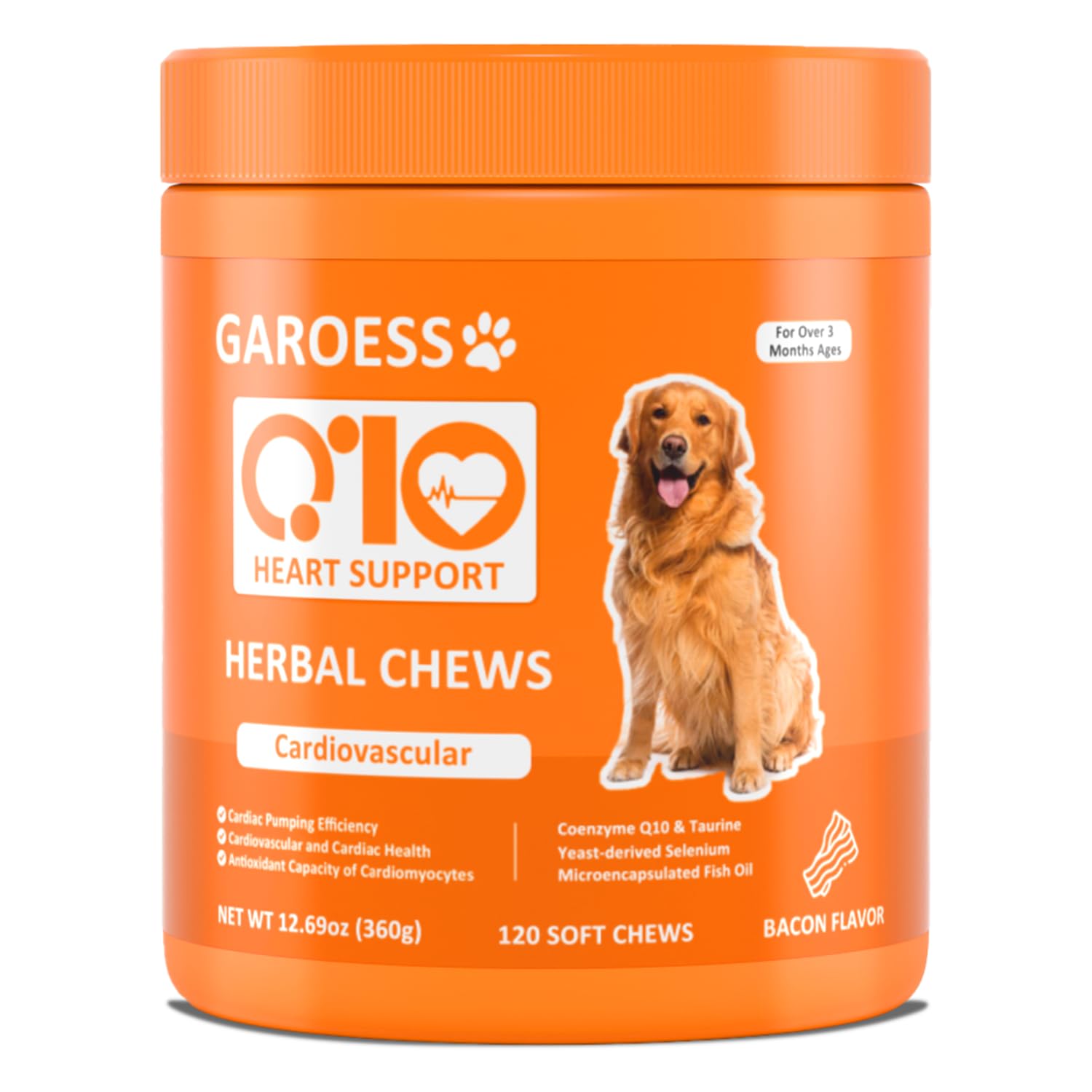 GAROESS CoQ10 Heart Chews Soft Chews for Dogs 120 Count