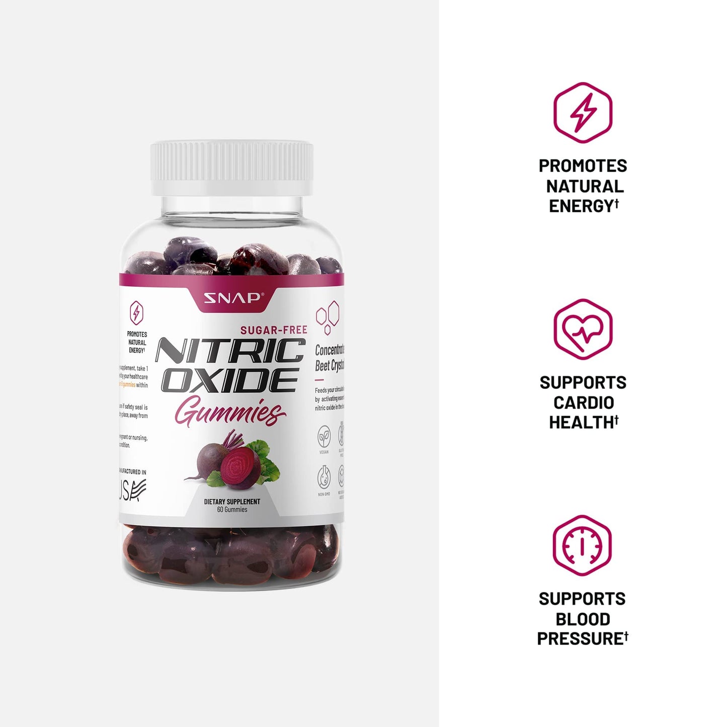 Snap Supplements Nitric Oxide Beet Root Testo Booster Capsules, 150 Count