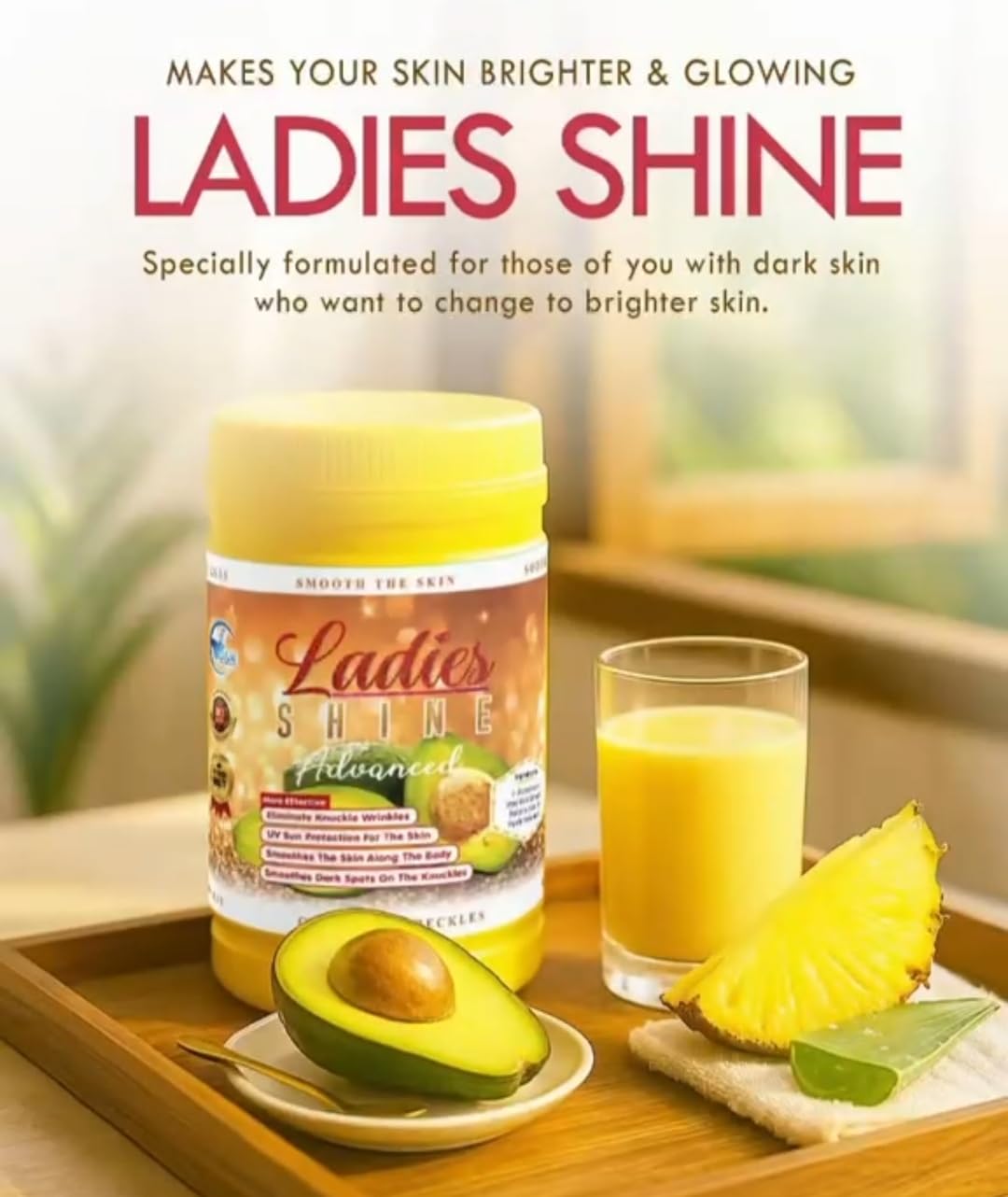 ELIZKOF BEAUTY Ladies Shine Advanced Glutathione Supplement Powder 1 Ounce (Pack of 1)