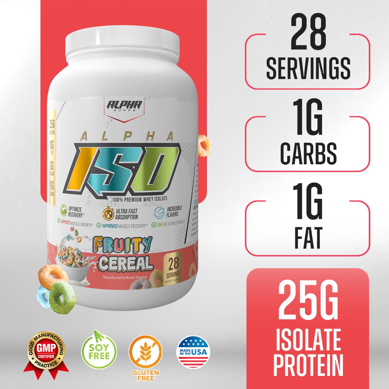 Alpha Supps ISO Whey Protein Isolate Powder, 2 lb, 32 Servings