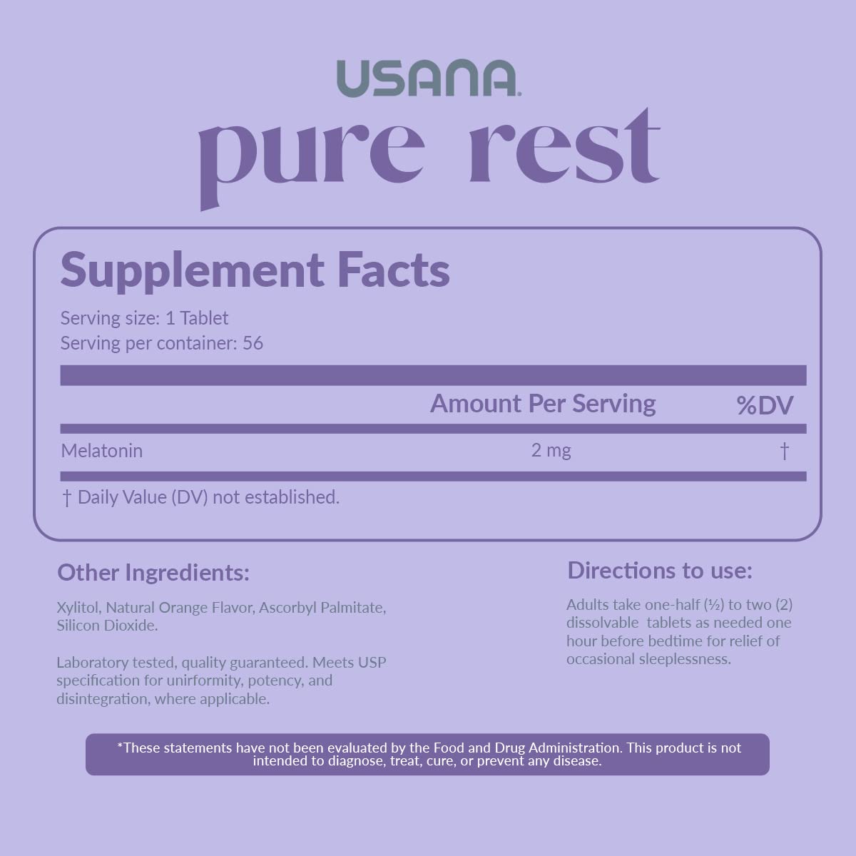 USANA Pure Rest Melatonin Tablet 56 Tablets