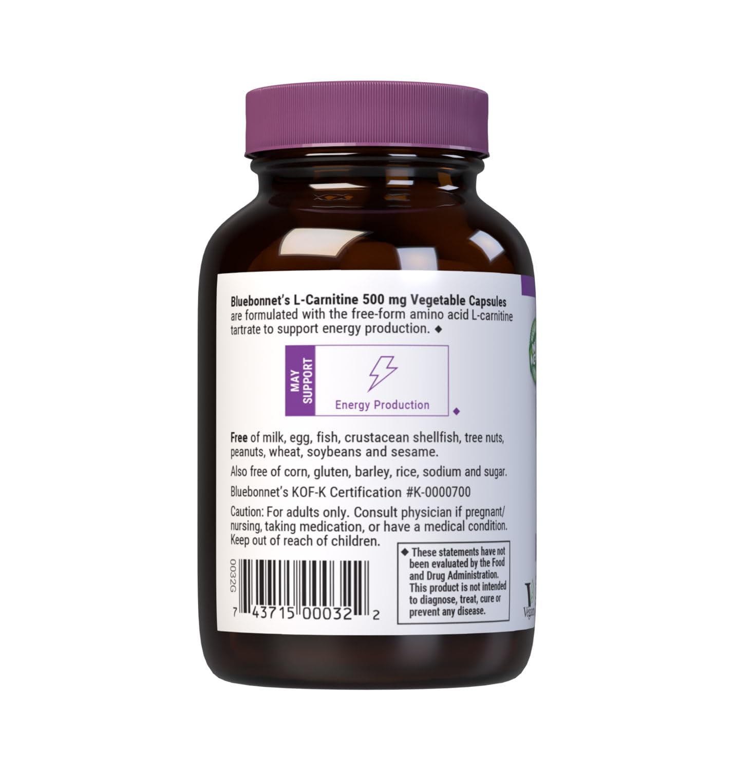 BlueBonnet L-Carnitine 500mg Capsule, 30 Capsules