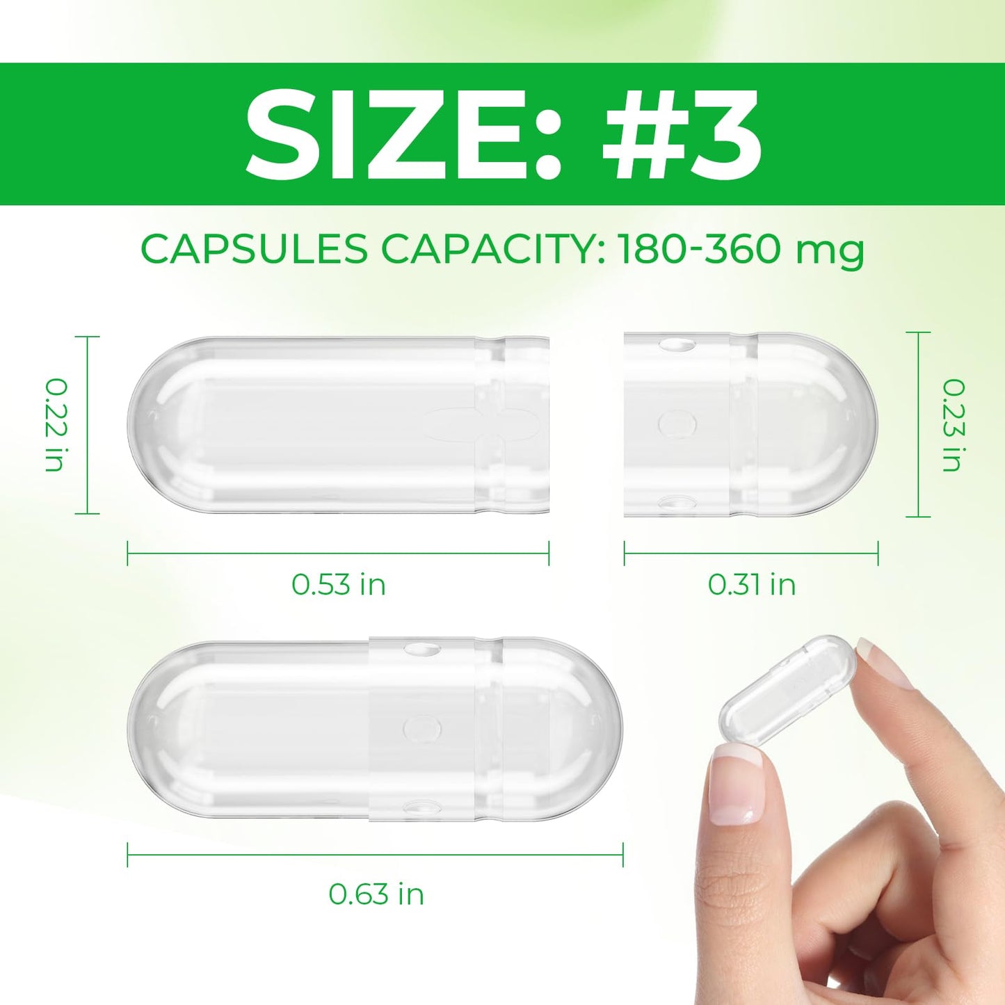 Angtai JN Fillable Veggie Pill Capsules Size 3, 100 Count