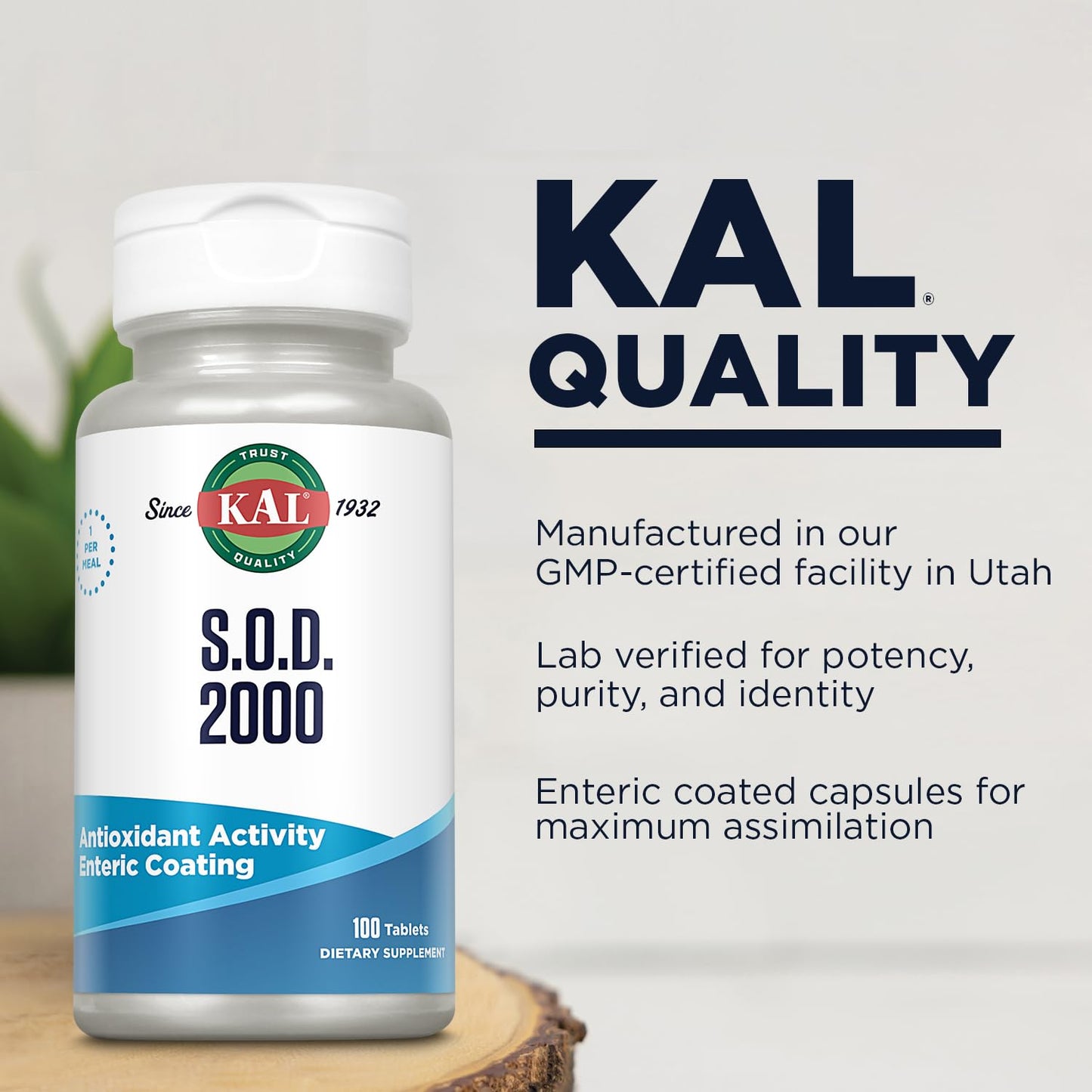 KAL S.O.D. 2000 Antioxidant Supplement - Beef Liver Source Tablets, 100 Tablets