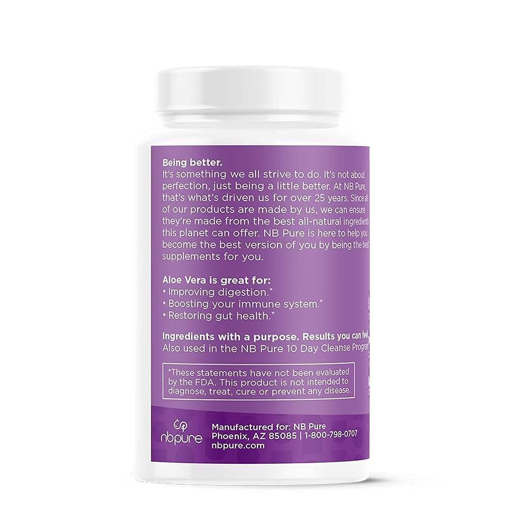 nbpure Organic Aloe Vera Capsules, 30 Capsules