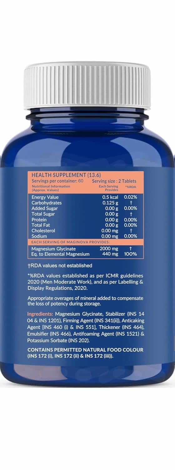 Generic Magnesium Glycinate 2000mg Tablet, 120 Count