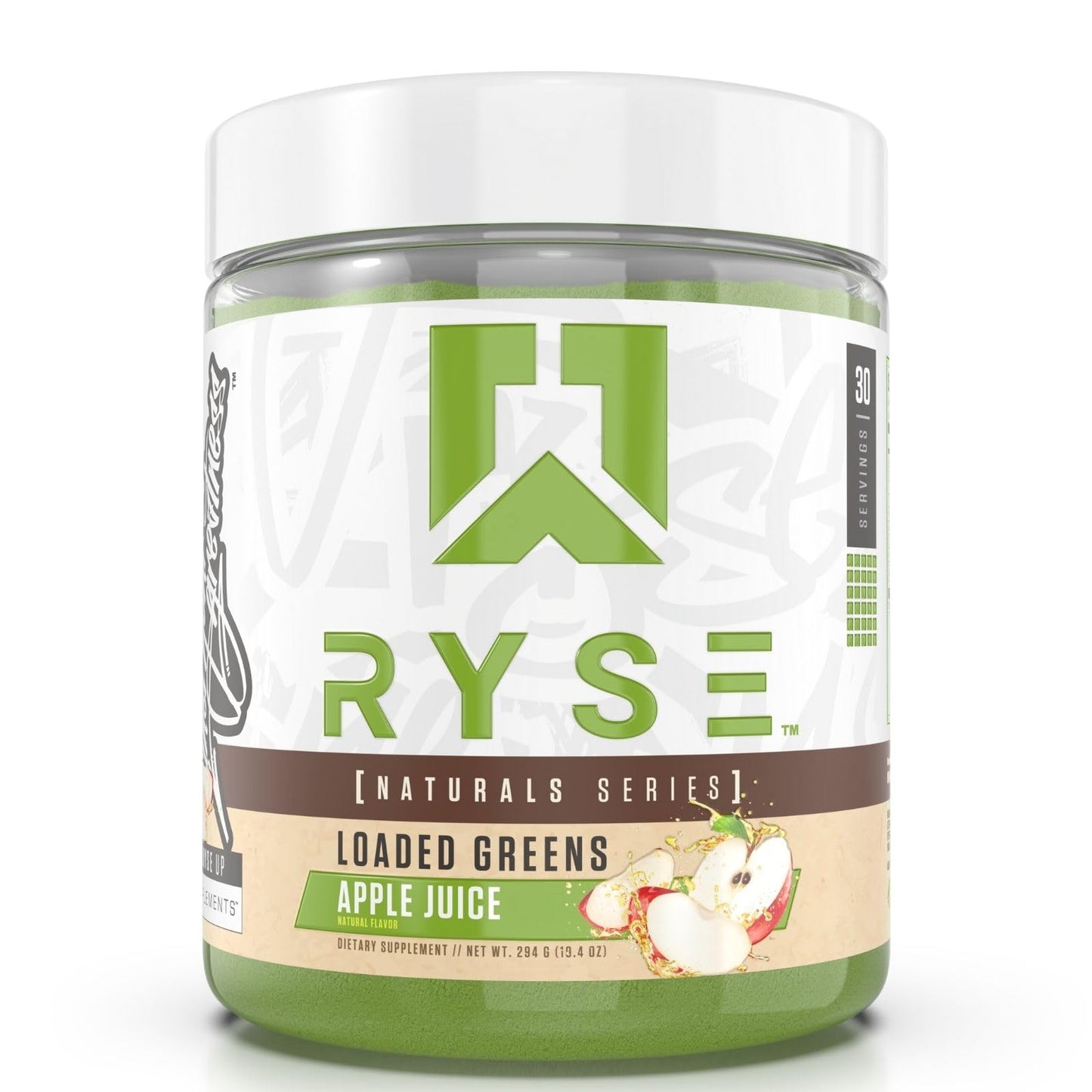 RYSE Up Supplements Ryse Loaded Greens Superfood Powder Apple Juice, 19.4 oz
