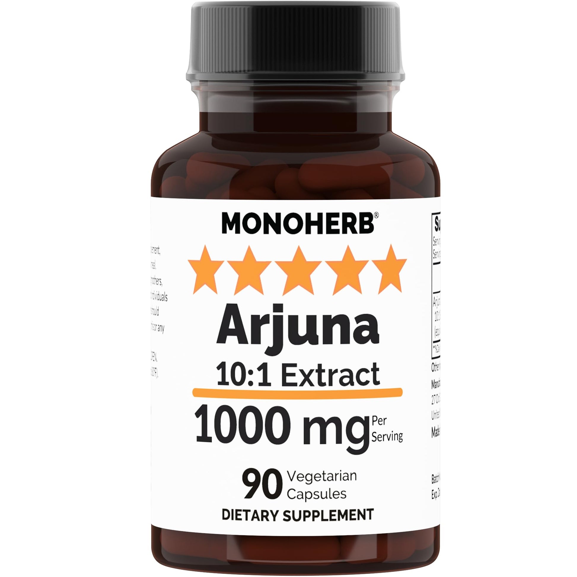MONOHERB Arjuna 10:1 Extract 1000 mg per Serving Capsule, 90 Capsules