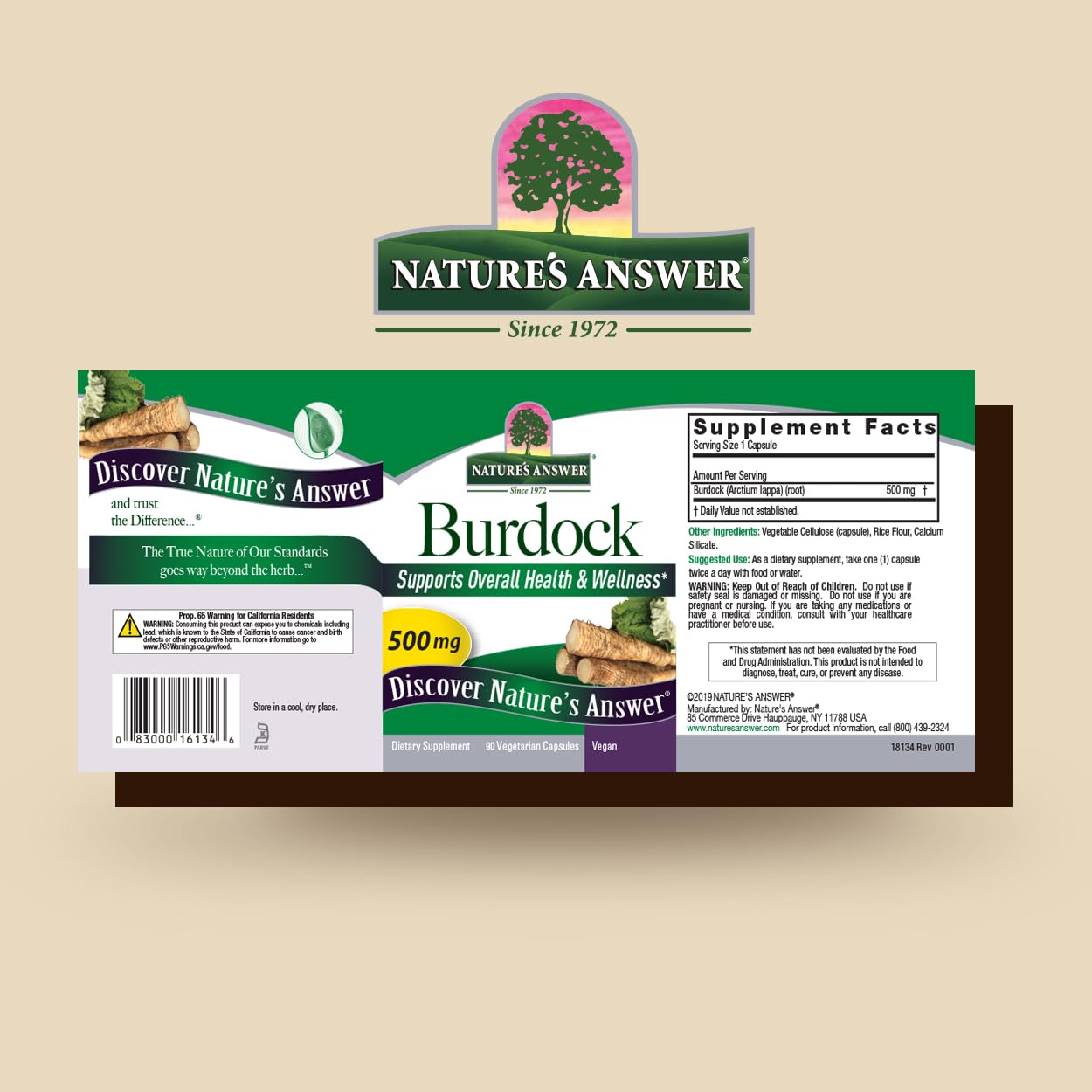 Nature's Answer Burdock Root Capsules 90 Count