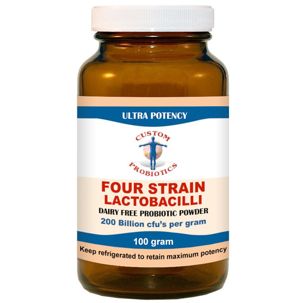 Custom Probiotics Four Strain Lactobacilli Probiotic Powder 3.5274 Ounce