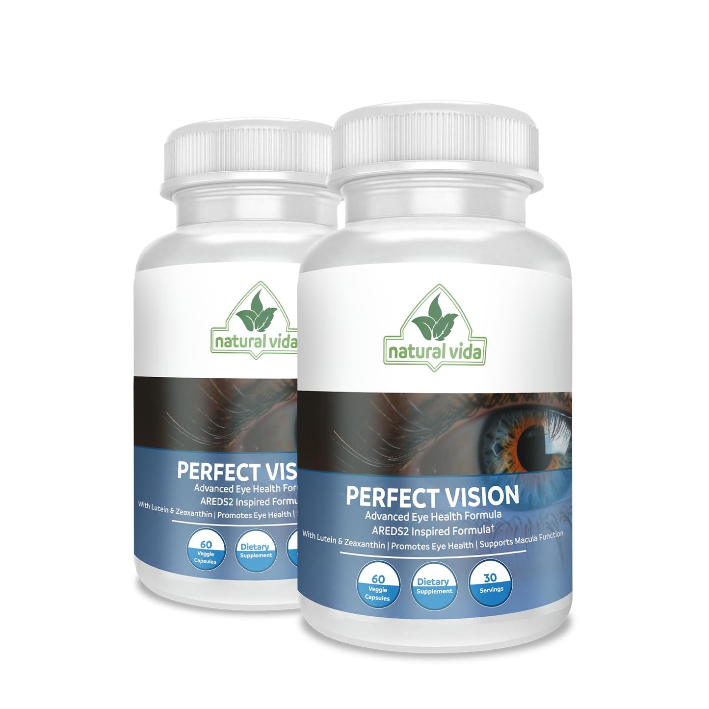 Natural Vida Perfect Vision AREDS2 Inspired Formula - Enhance Vision Supplement - Lutein Zeaxanthin Vision Complex Capsules, 60 Count