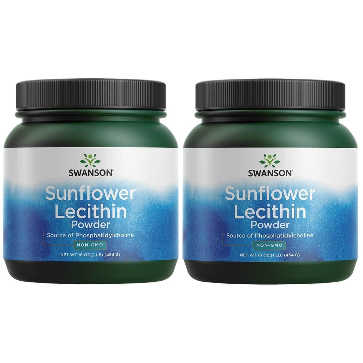 Swanson Sunflower Lecithin Brain Health Nervous System Support Non-GMO Soy-Free Vegetarian 16 oz (1lb) 454 gram Powder (2 Pack)