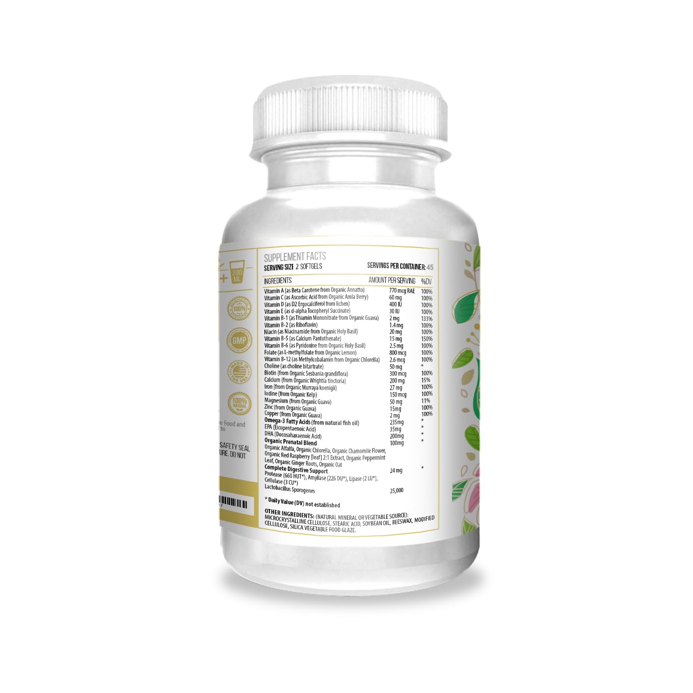 ACTIF Organic Prenatal Vitamin Softgels 90 Count