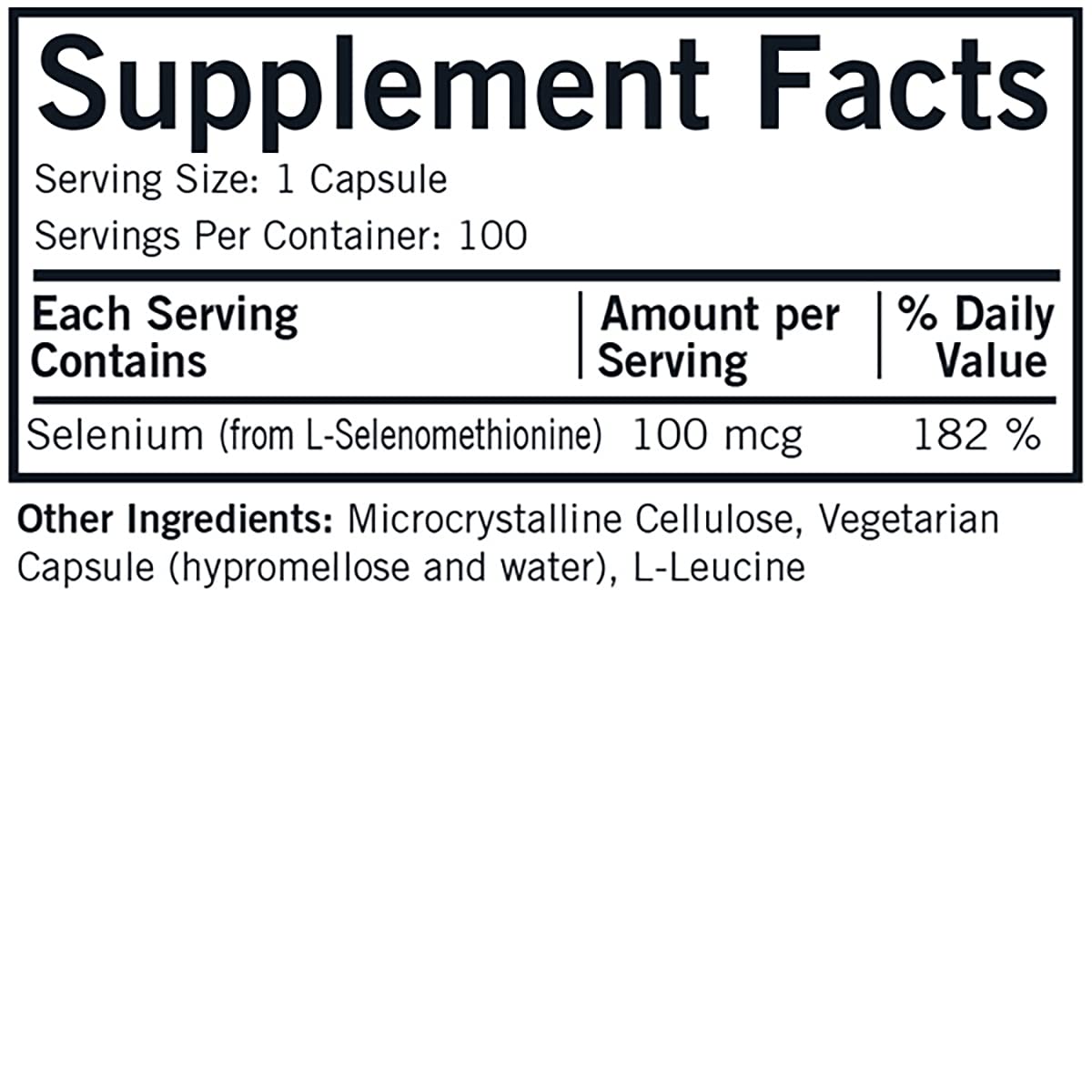 Kirkman Selenium 100 mcg Capsule 100 Count