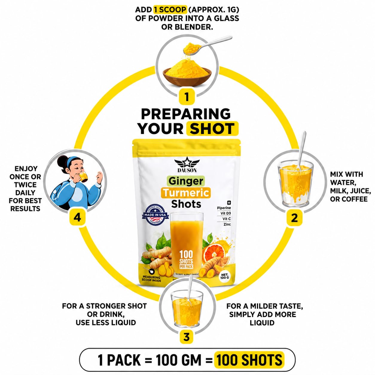 DAUSON Daily Wellness Ginger Shots 100g Powder 3.53
