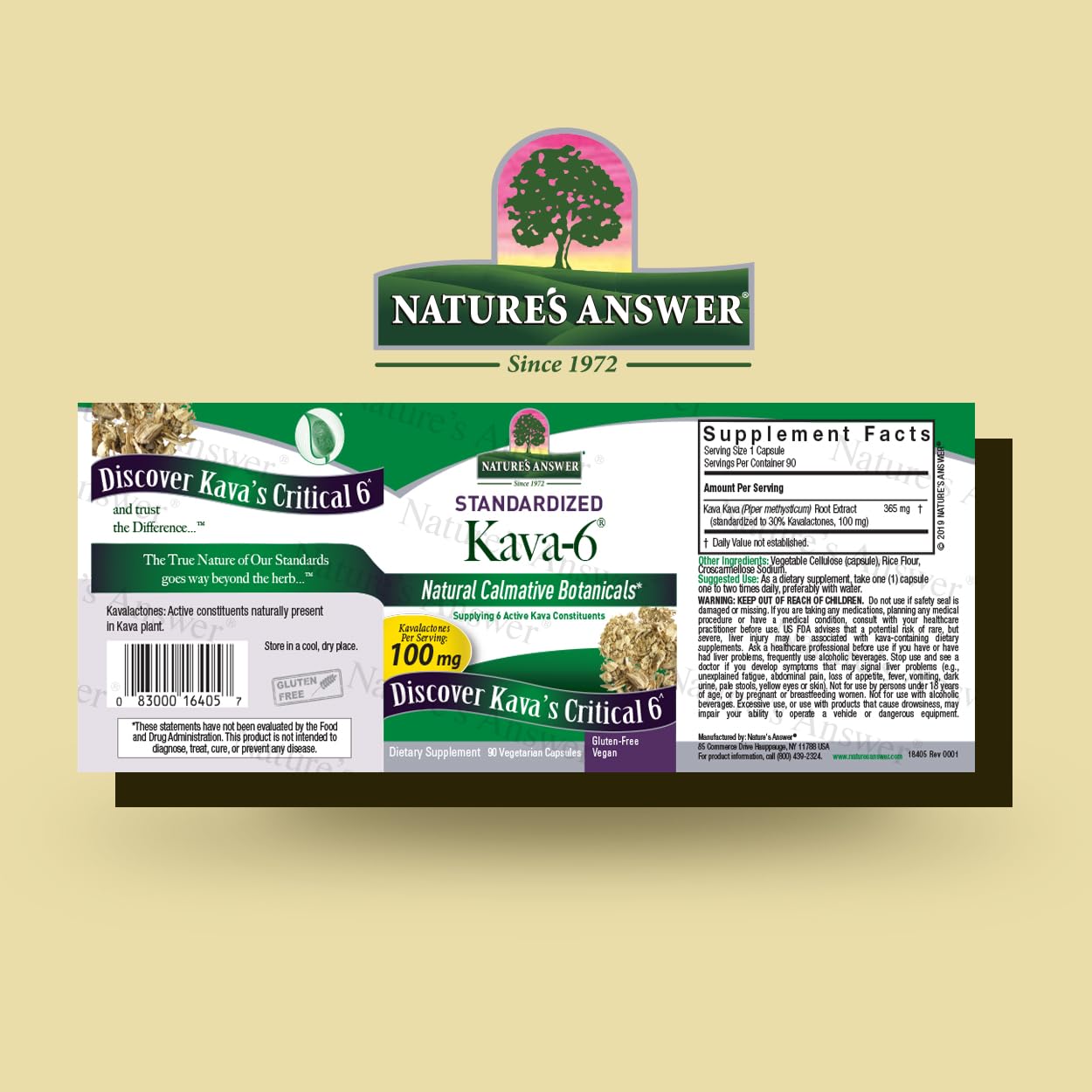 Nature's Answer Kava-6 Dietary Supplement Capsule 90 Count