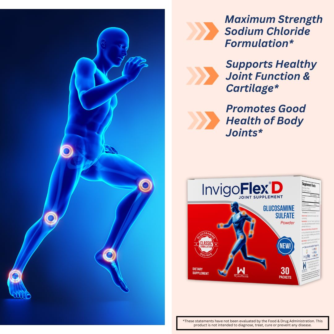 INVIGOFLEX Glucosamine Sulfate Powder, 1500mg, 90 Packets