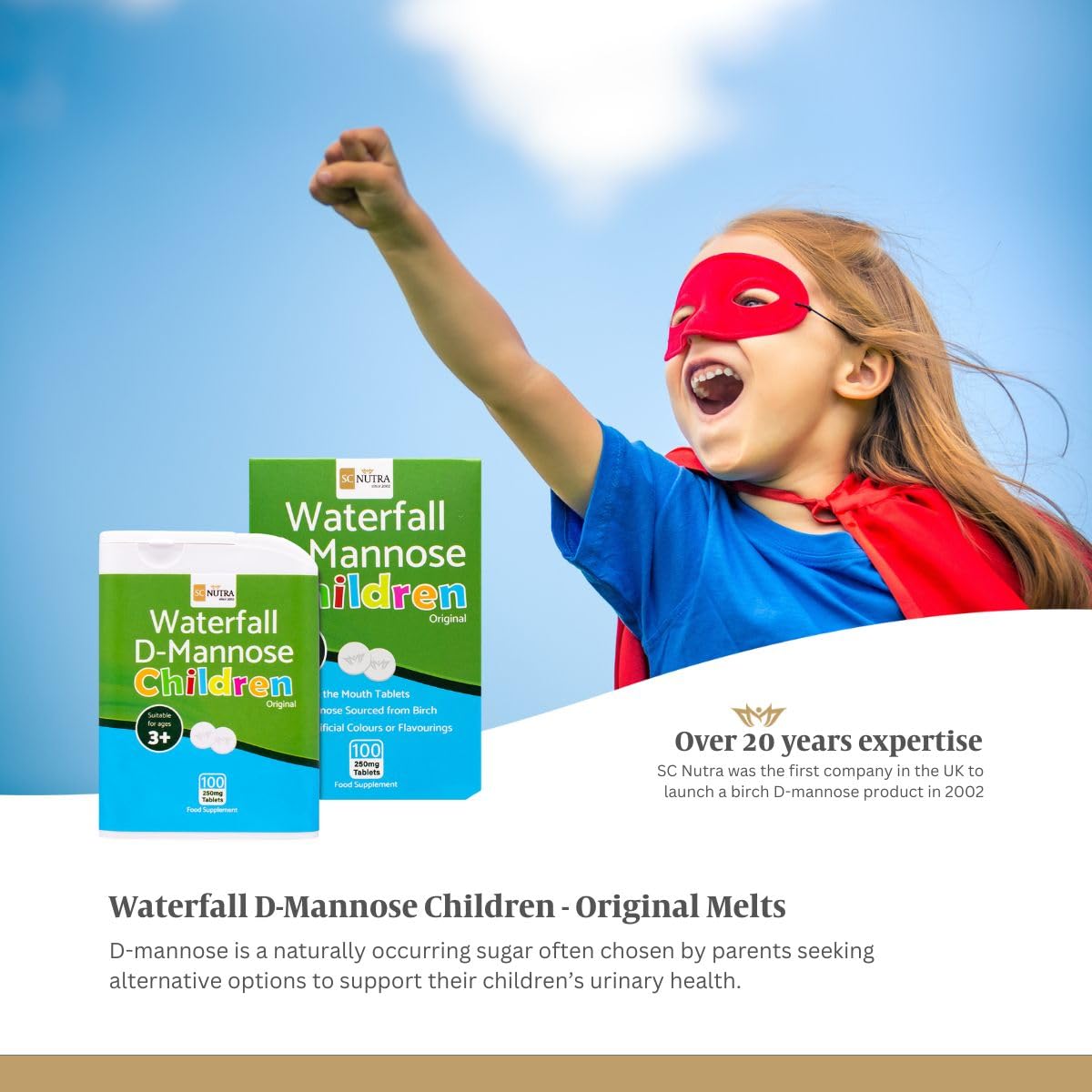 Sweet Cures Waterfall D-Mannose Children Original Tablets 100 Count