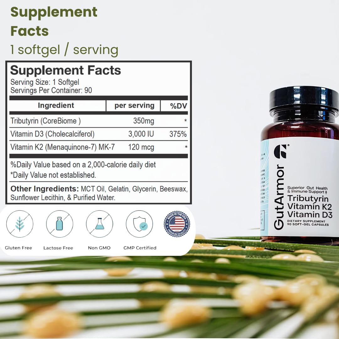 GUT ARMOR Tributyrin Vitamin Complex Softgels 90 Count
