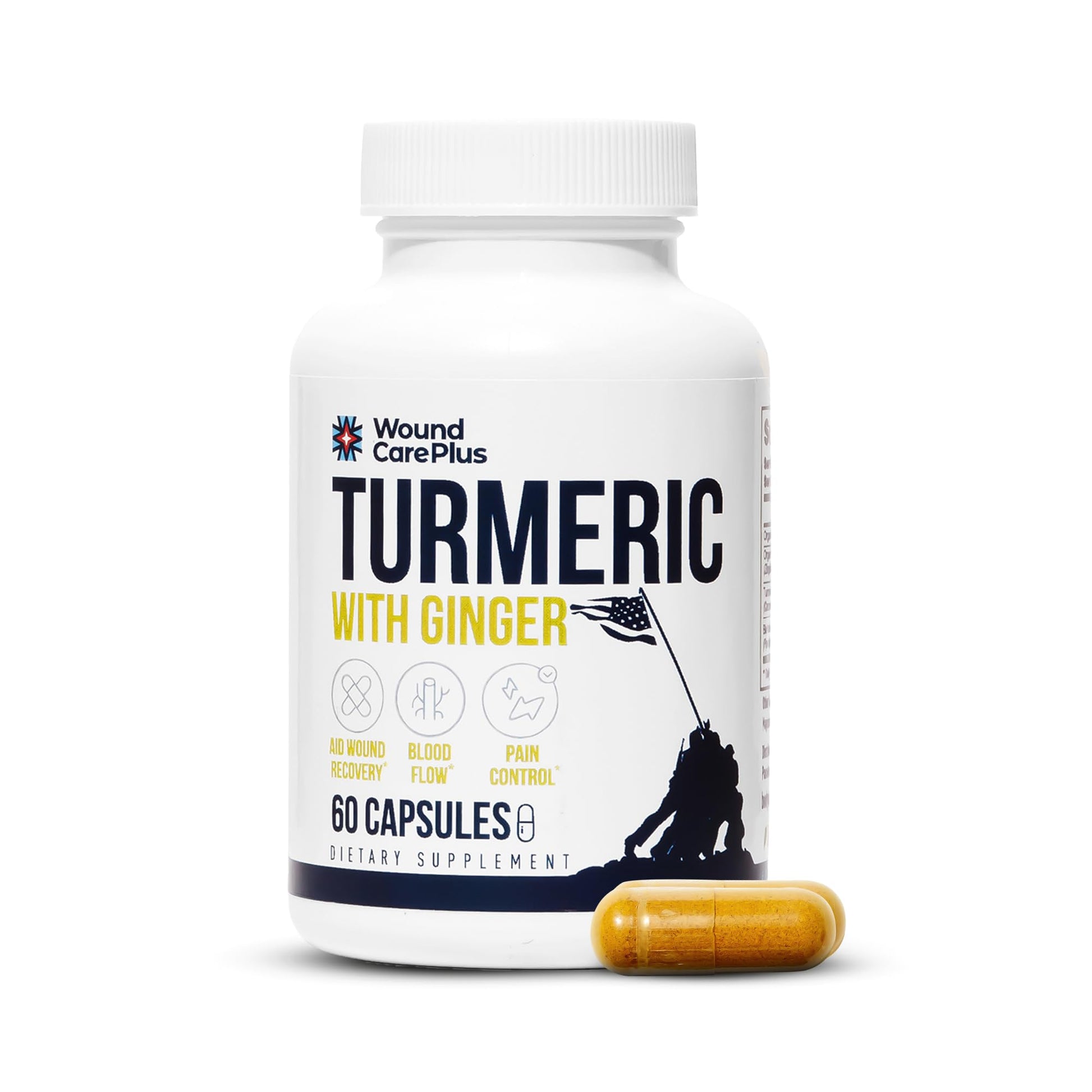 WOUND CAREPLUS Turmeric & Ginger Supplement with Curcumin & Gingerol, 60 Capsules
