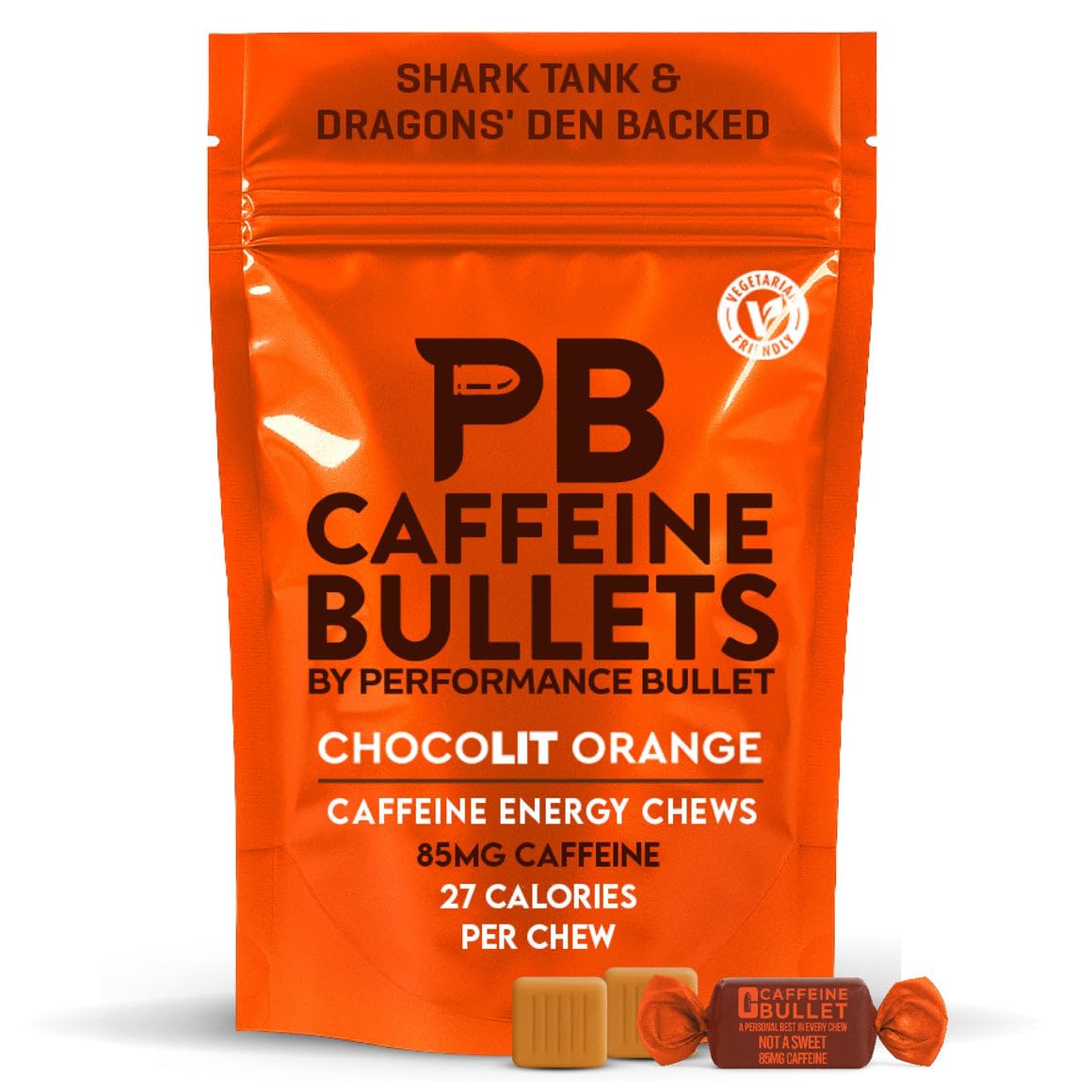 Caffeine Bullet Chocolate Orange Caffeine Candies Chewable 8 Count