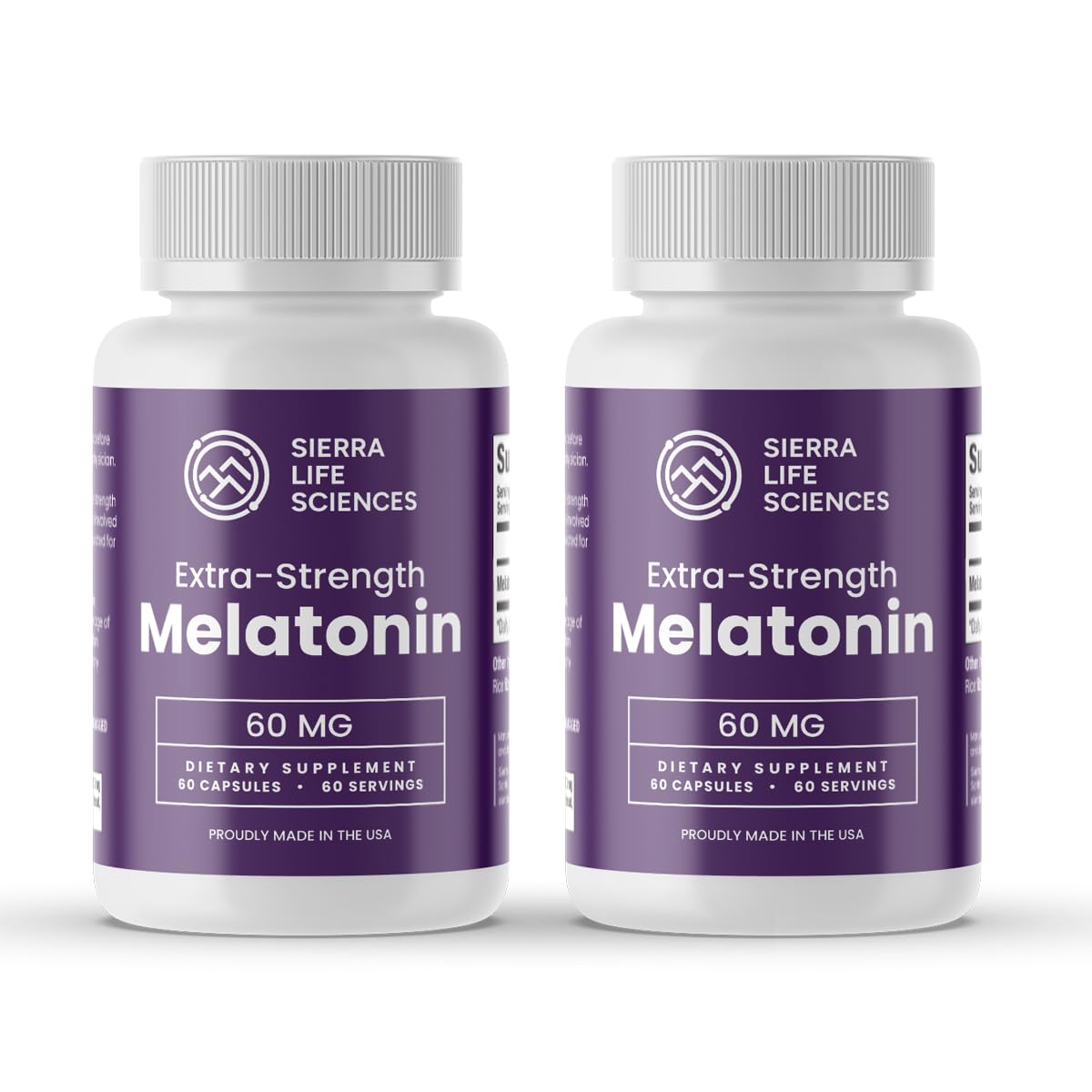 SIERRA LIFE SCIENCES Melatonin 60 mg Capsule, Extra Strength Sleep Support, Vegan Non-GMO, Made in USA, 120 Capsules