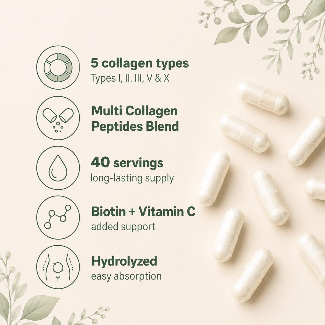 Nature's Blend Multi Collagen Peptides Capsules 120 Capsules