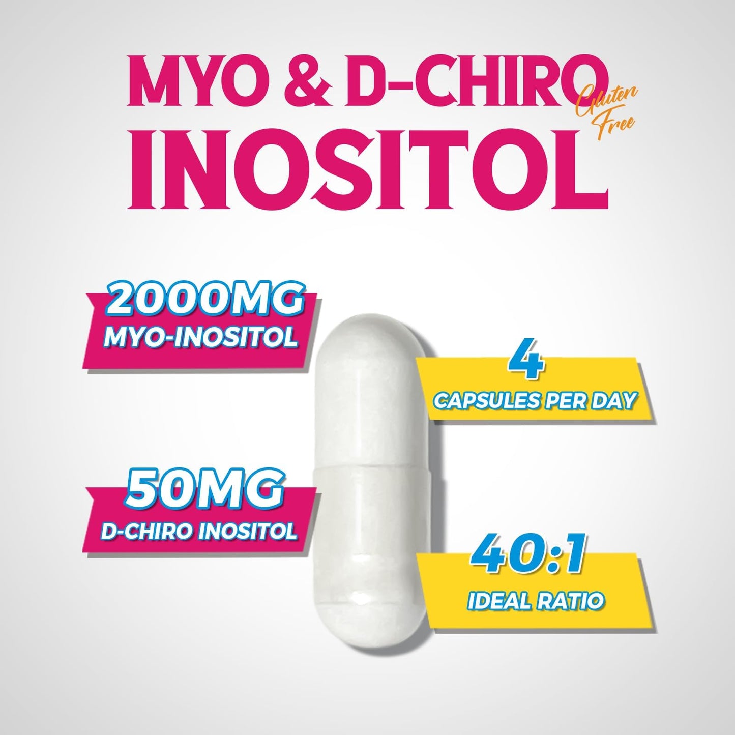 Vitalibre Inositol Supplement, Myo-Inositol & D-Chiro Inositol for Women, 40:1 Ideal Ratio, Hormone Balance and Women’s Wellness Capsule 120 Count