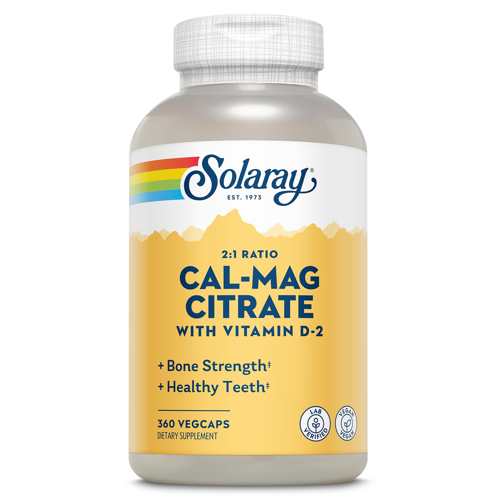SOLARAY Calcium Magnesium Citrate 2 to 1 Ratio 360 Capsules