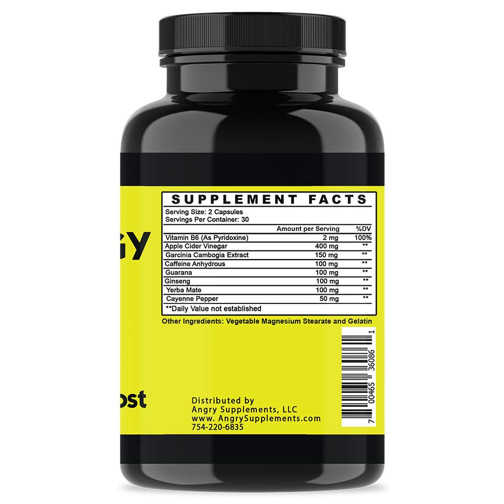 Angry Supplements Angry Energy Caffeine Capsules, 60 Capsules