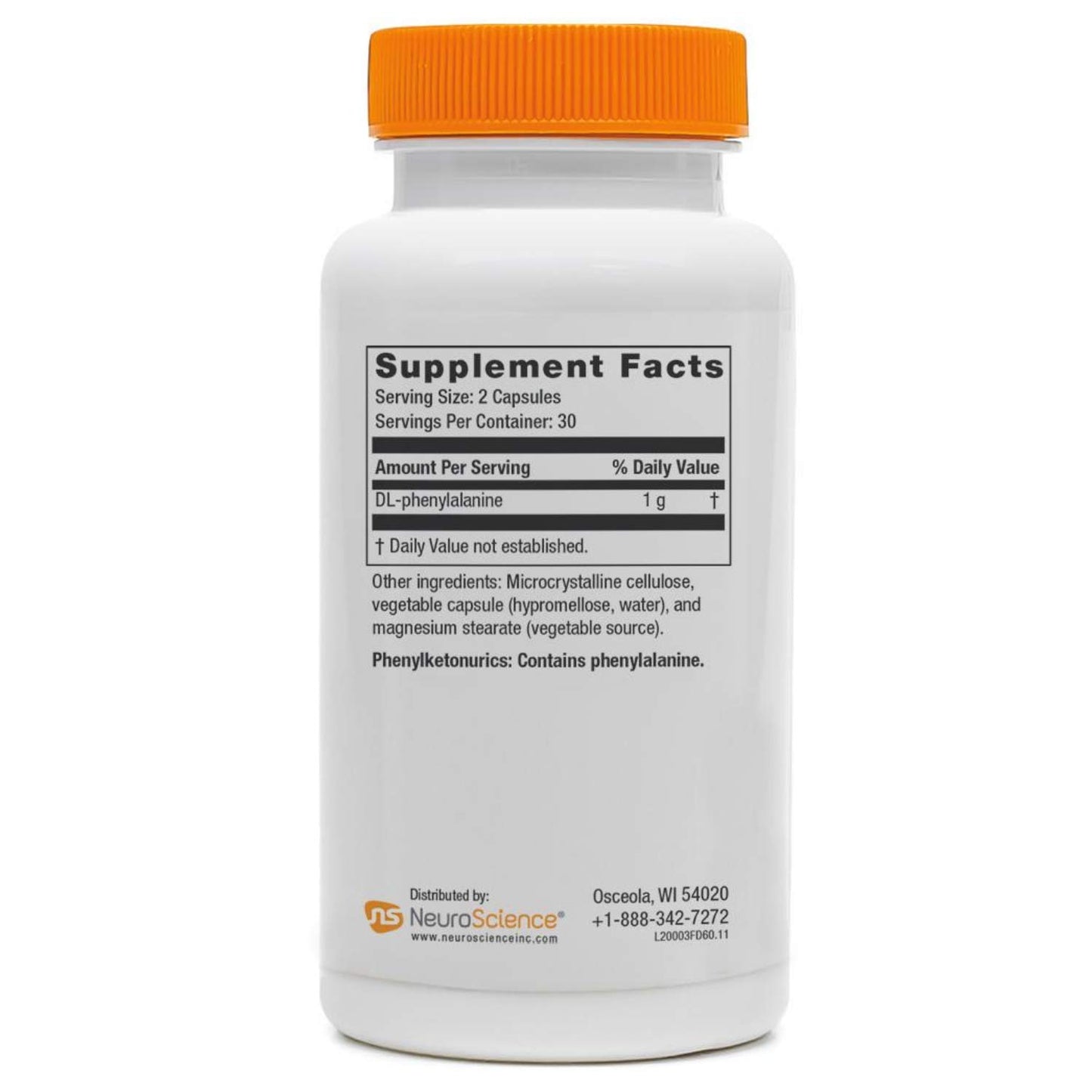 NeuroScience Focus DL Brain Supplement with L-Phenylalanine, 60 Capsules