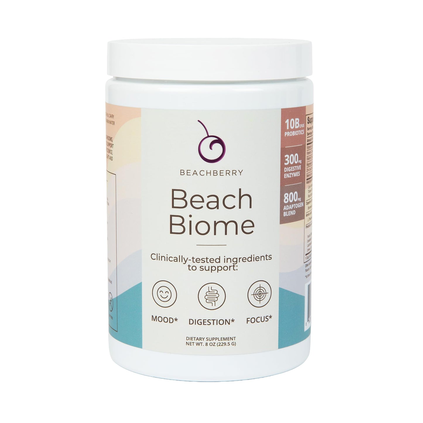 Beachberry BeachBiome Gut Health & Brain Support Daily Powder – Digestive & Cognitive Balance, 30 Servings