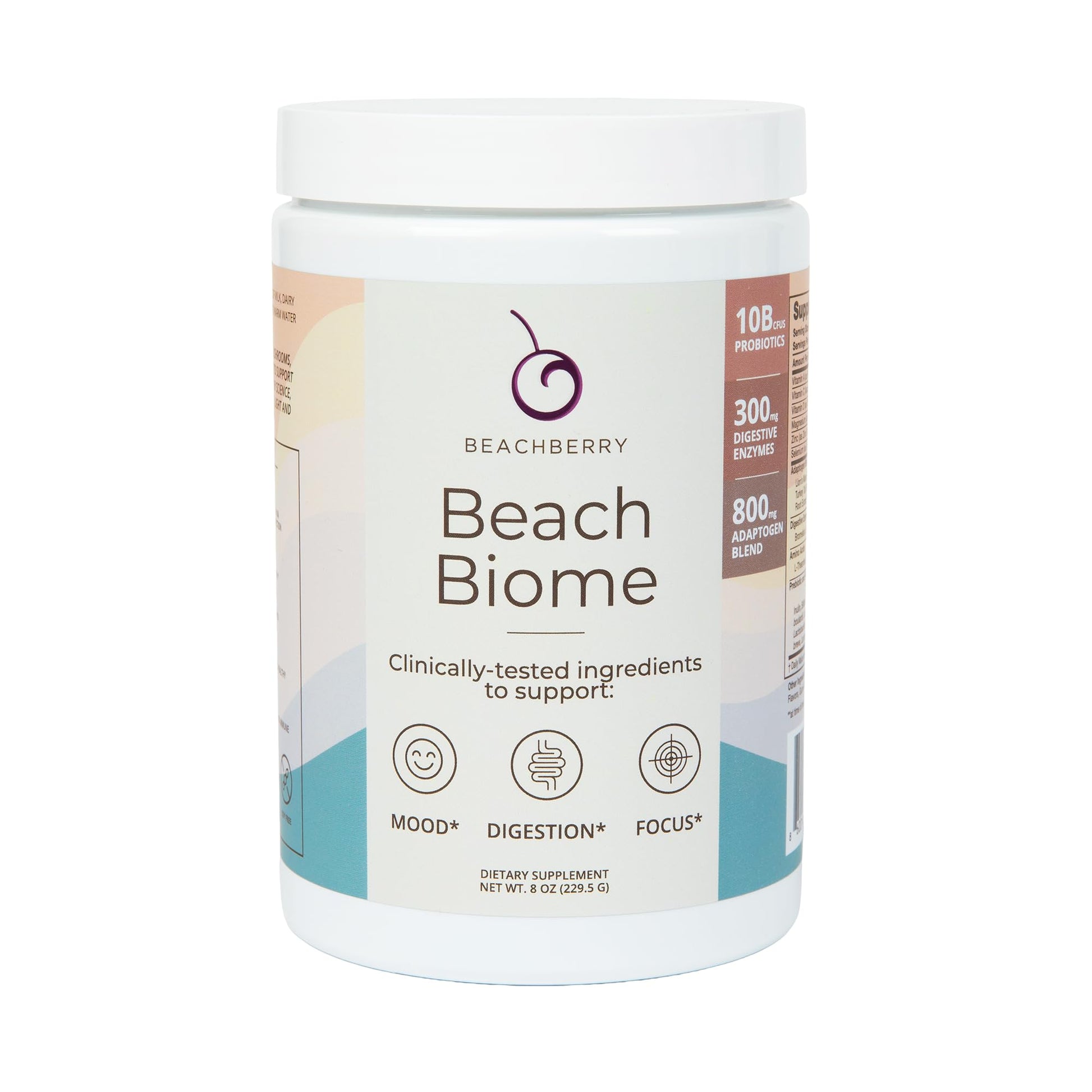 Beachberry BeachBiome Gut Health & Brain Support Daily Powder – Digestive & Cognitive Balance, 30 Servings