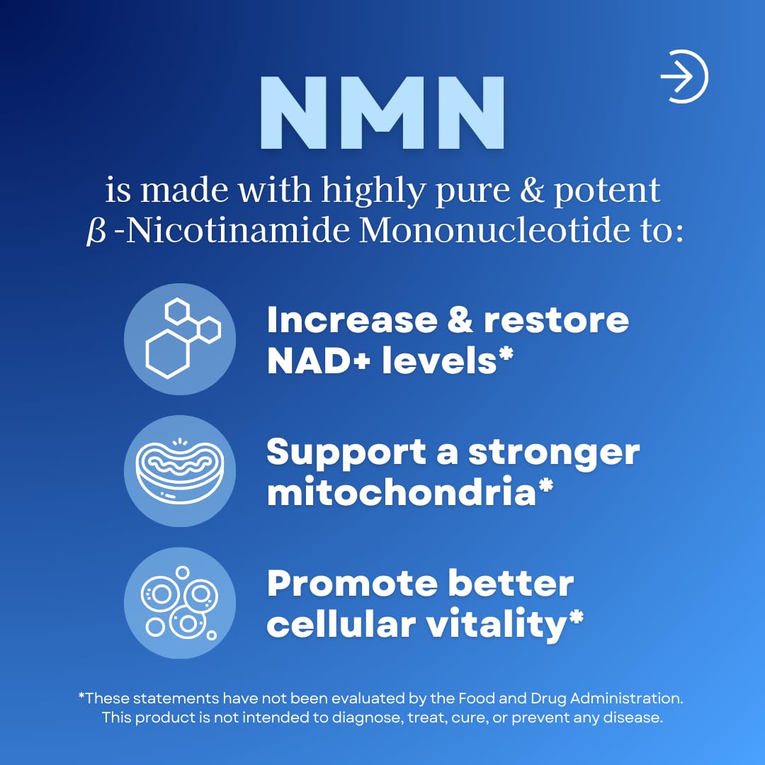 Vitapia NMN 750mg Per Capsule - 99% Pure Nicotinamide Mononucleotide, Increased NAD+, Mitochondrial Function, Healthy Aging, Brain Health & Energy Support, 60 Capsules