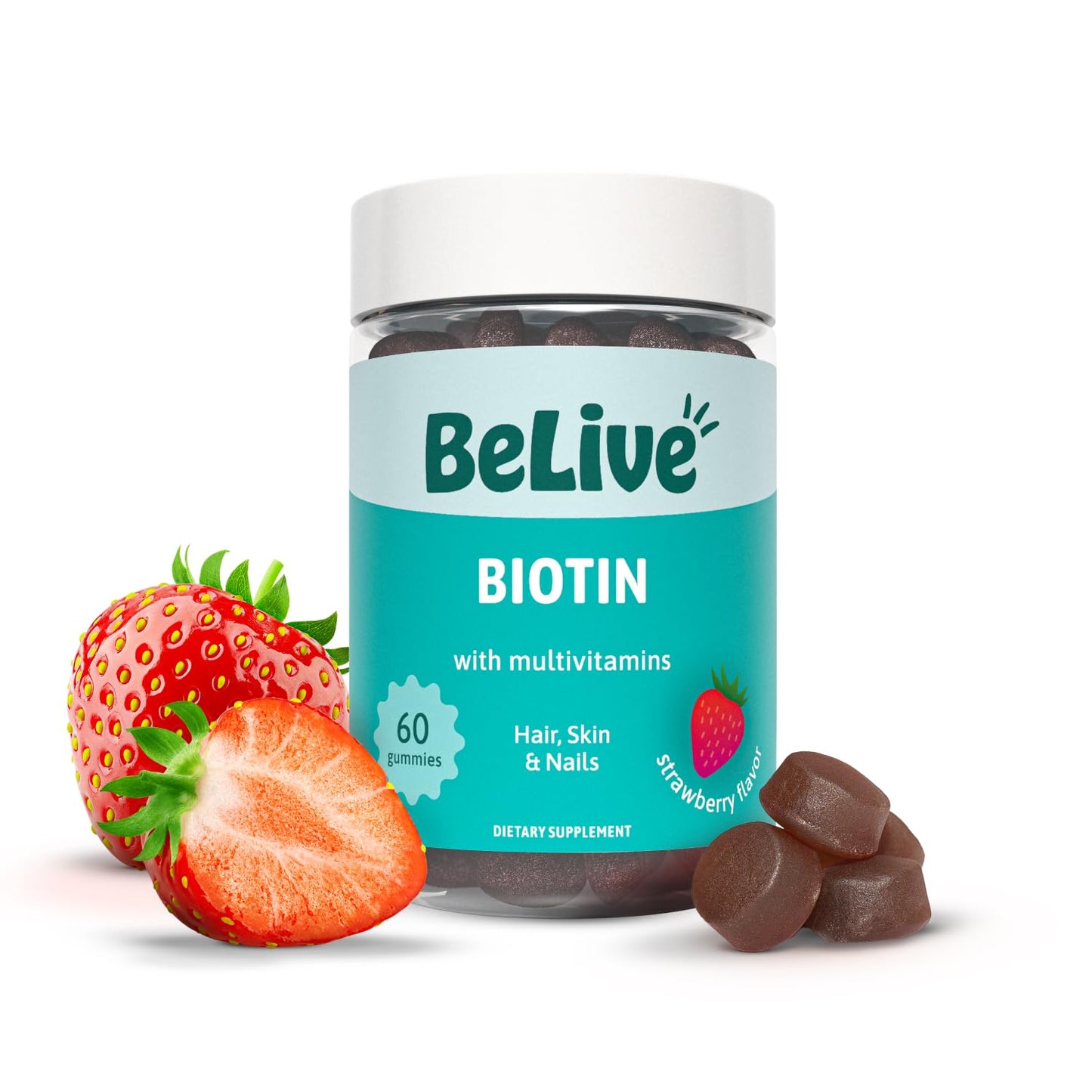 BeLive Biotin Gummies High Potency 10000 mcg with MultiVitamins, 60 Gummies