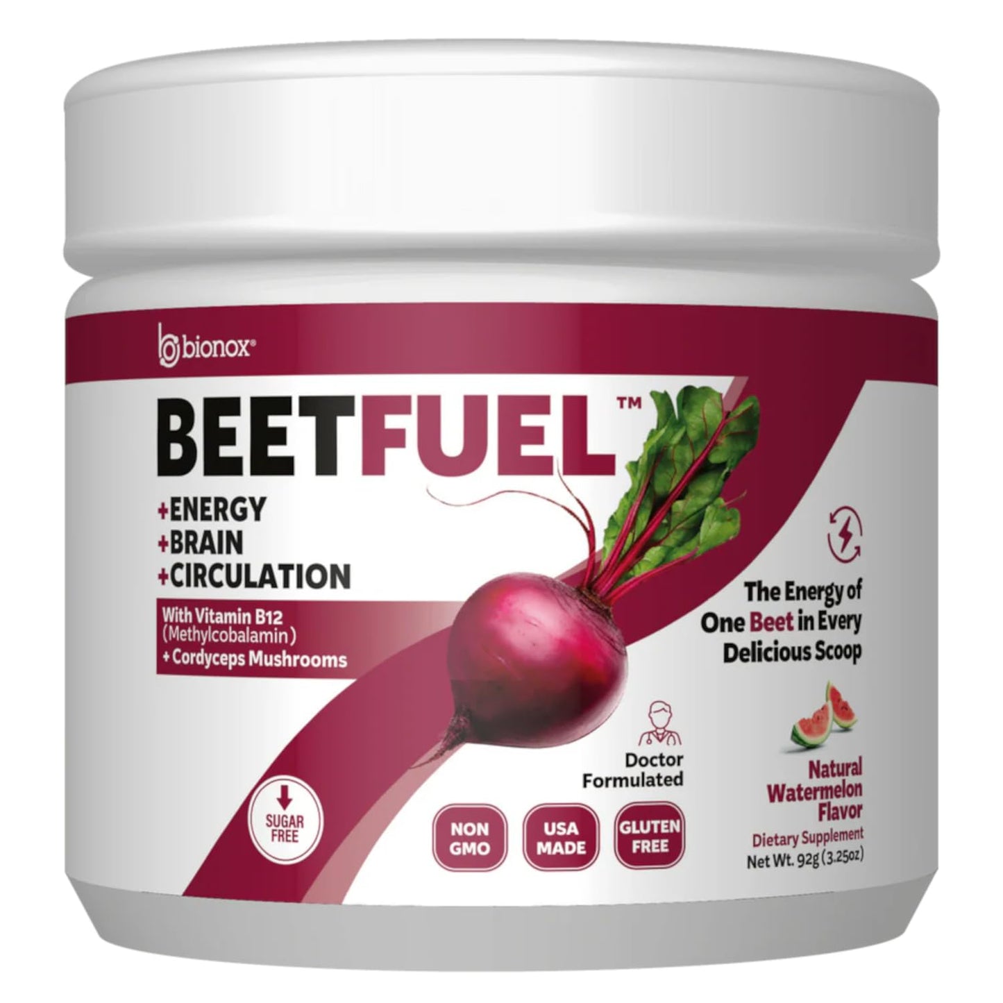 BioNox Nutrients Beet Fuel with VIT B-12 & Cordyceps Powder, 3.25 Ounces