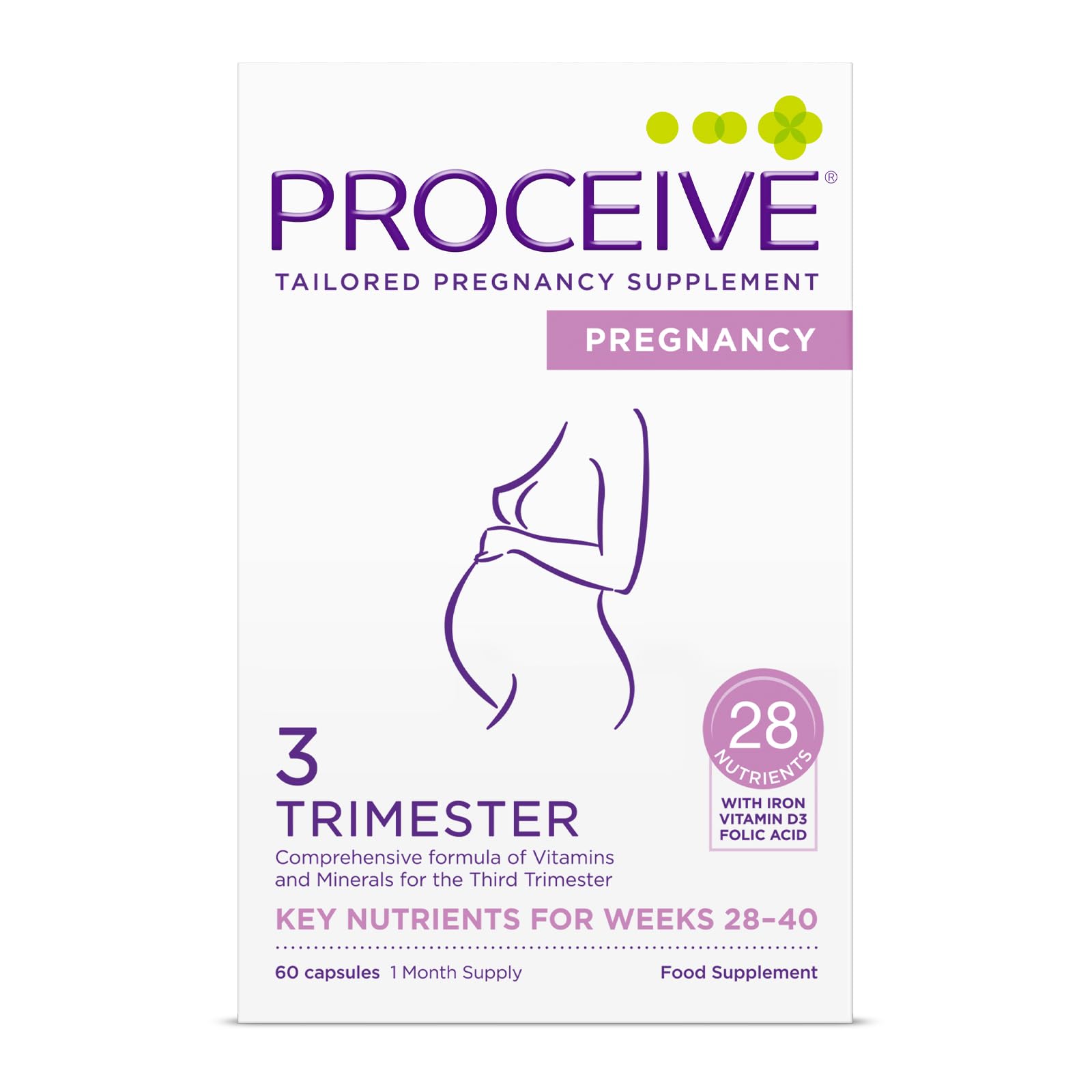 Proceive Trimester 3 Prenatal Vitamins for Women 60 Capsules