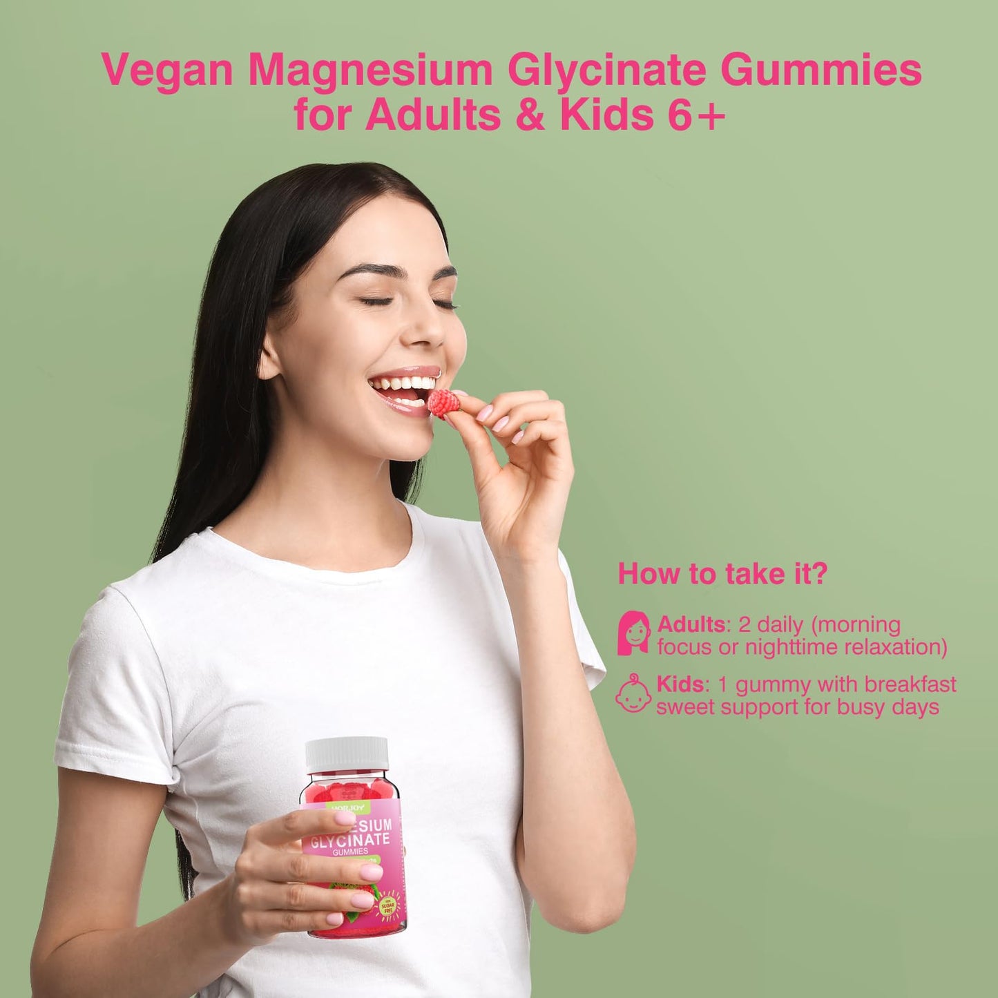 Horjoy Magnesium Glycinate Gummies 600mg, 60 Count