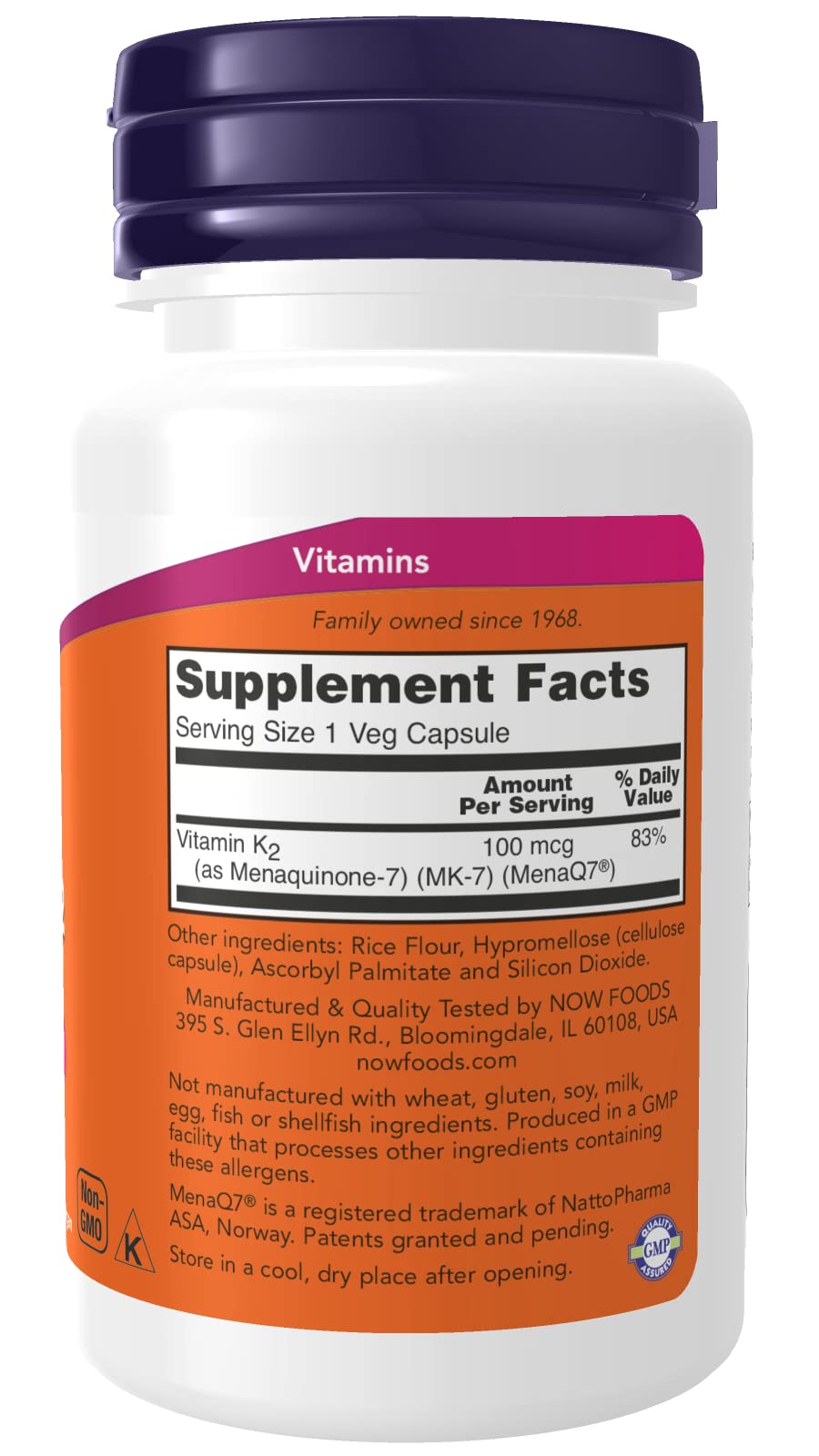 NOW Foods MK-7 Vitamin K-2 100 mcg Capsule, 60 Capsules