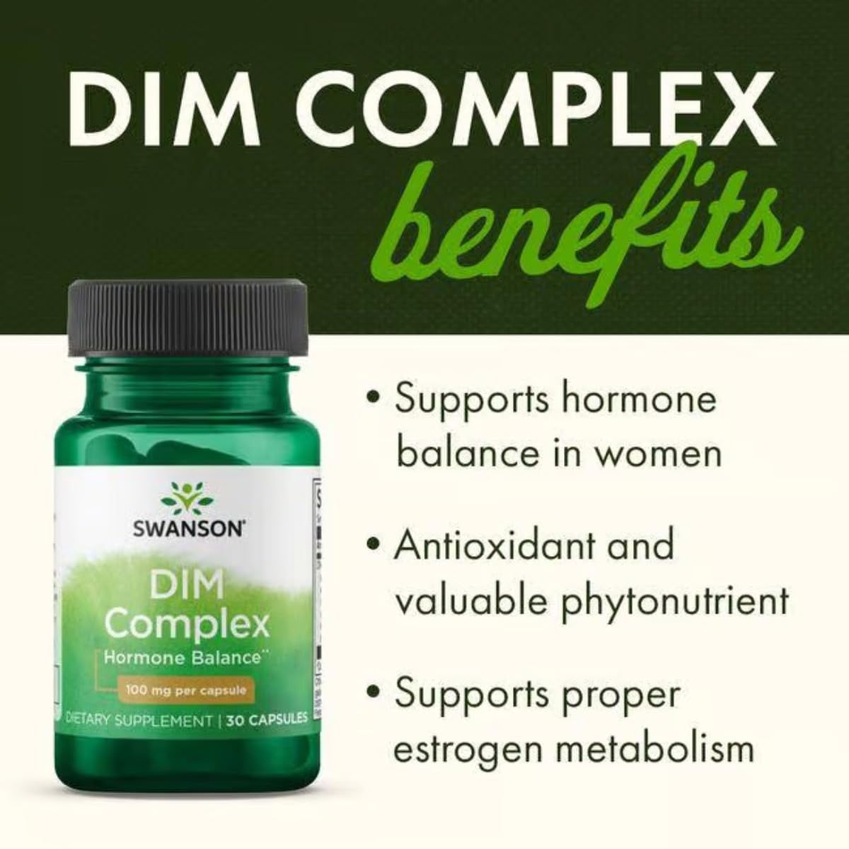 Swanson Ultra Dim Complex (Diindolylmethane) 100 Milligrams, 30 Capsules
