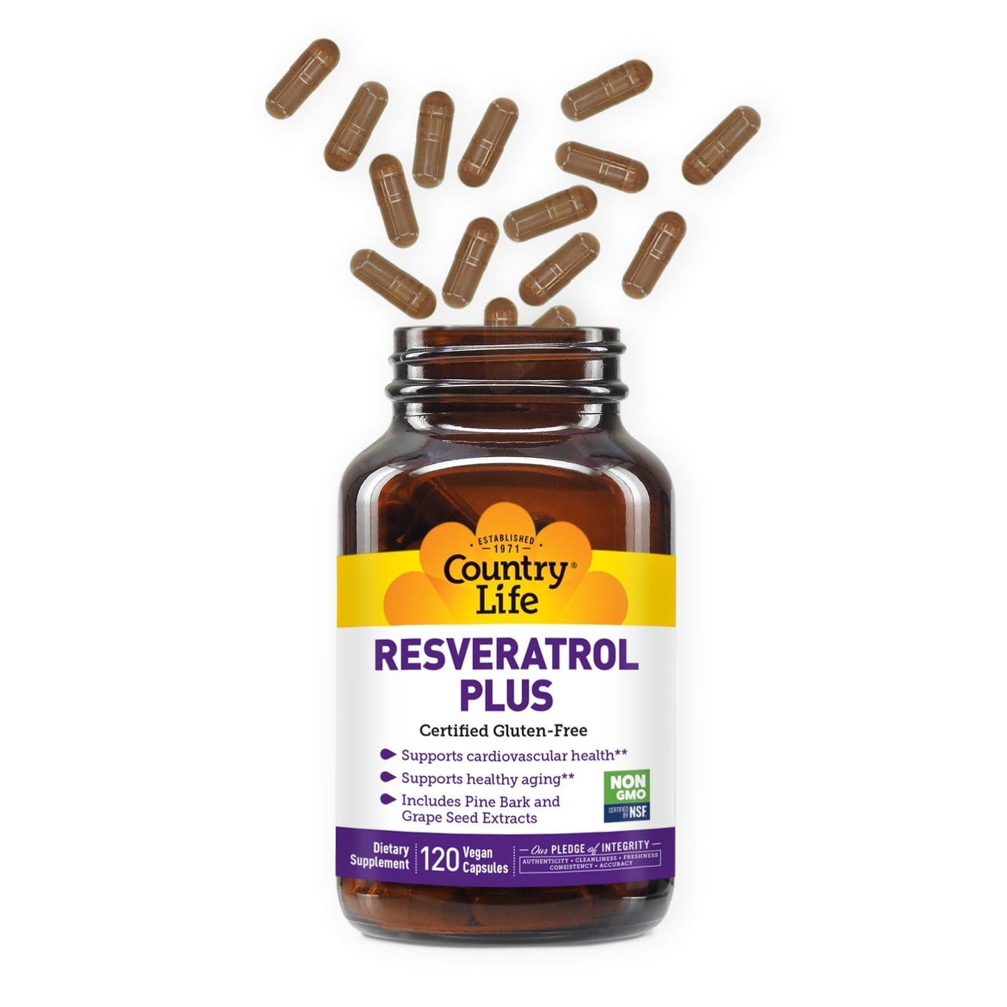 Country Life Resveratrol Plus 1000mg, 120 Capsules
