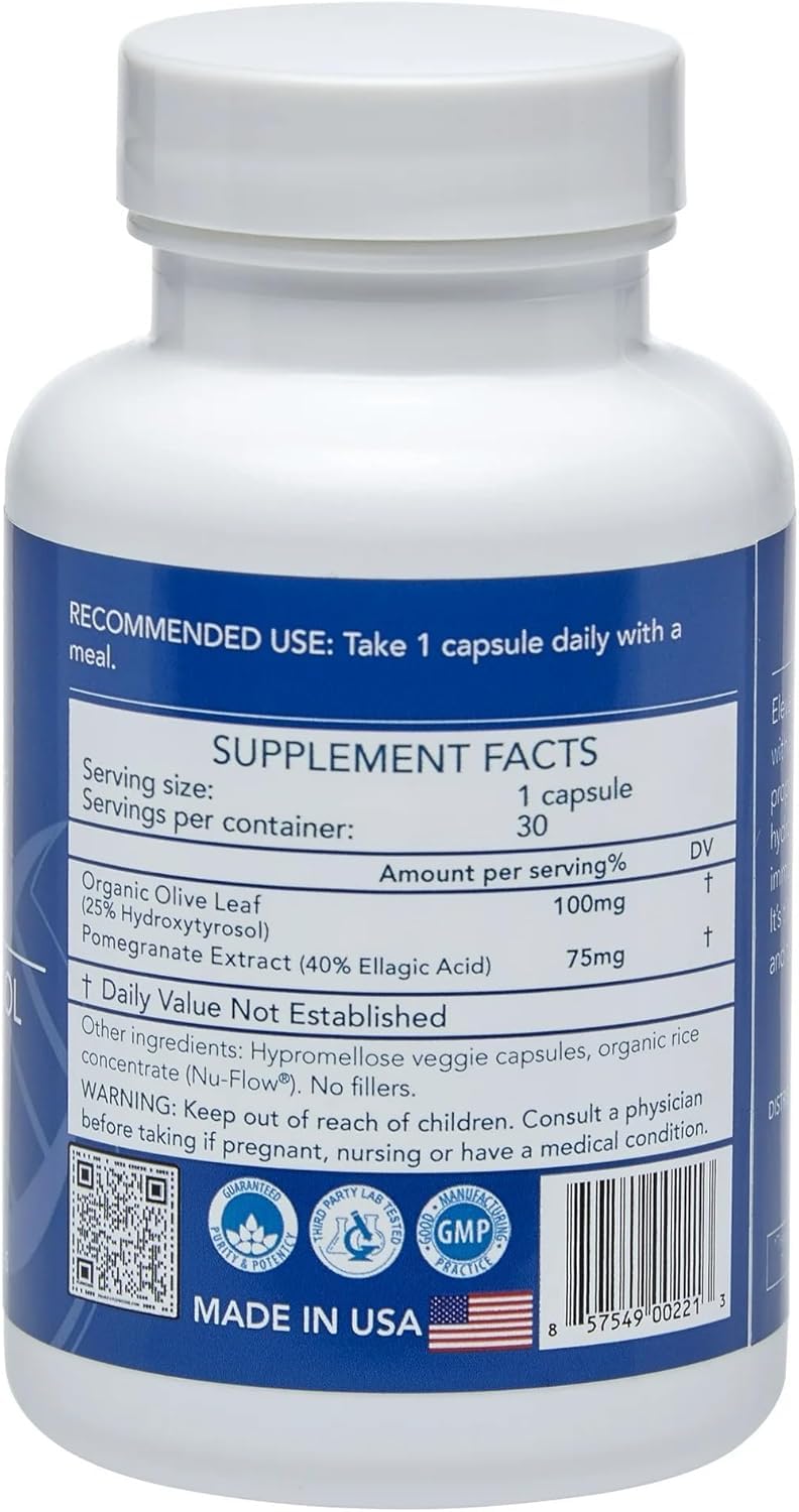 Longevity by Nature Hydroxytyrosol Supplement Olea25 Organic Olive Leaf Extract Capsules, 90 Count